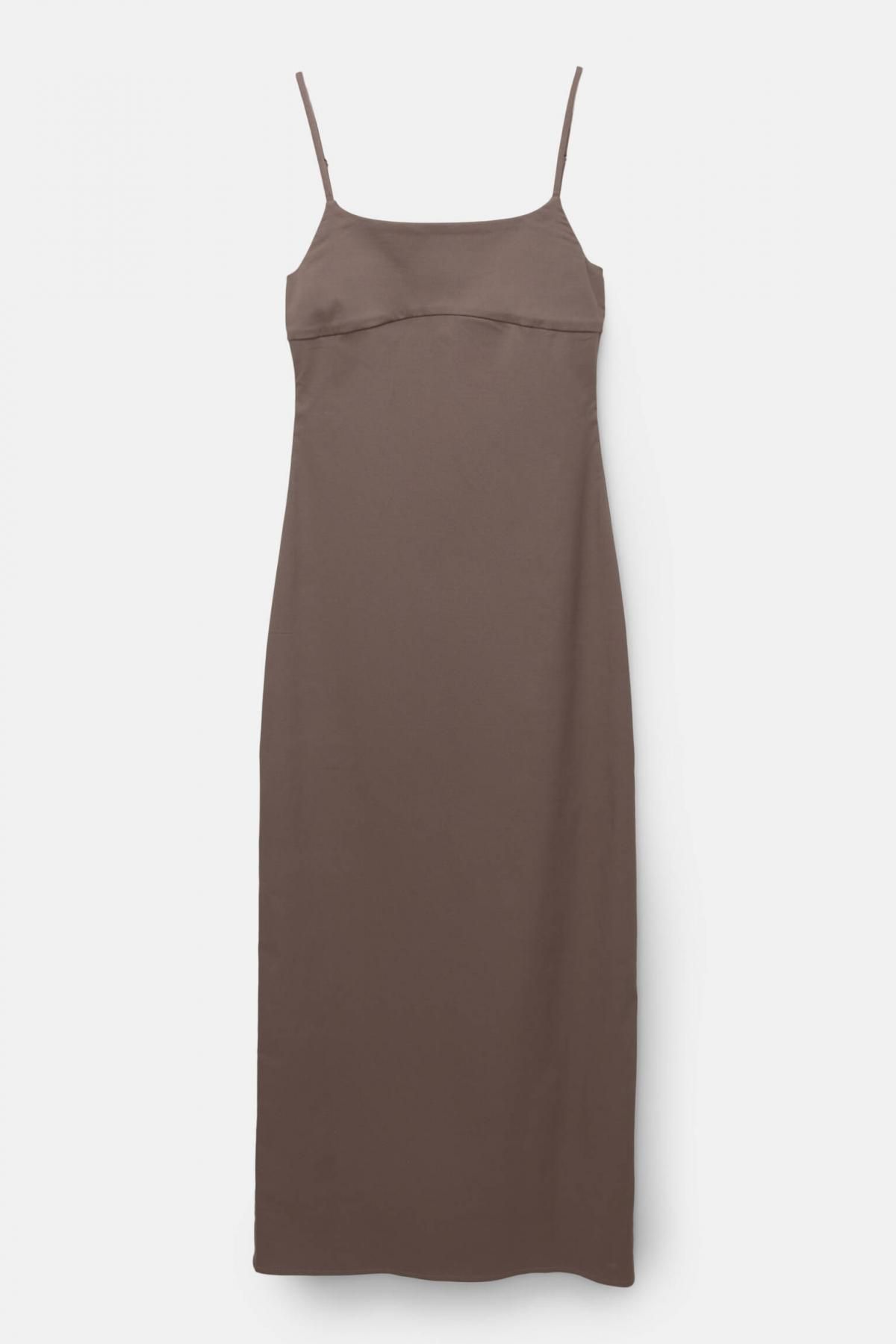 풀앤베어 미니멀 슬리브리스 스트랩 미디 원피스 7394/315 BROWN - 메인 이미지