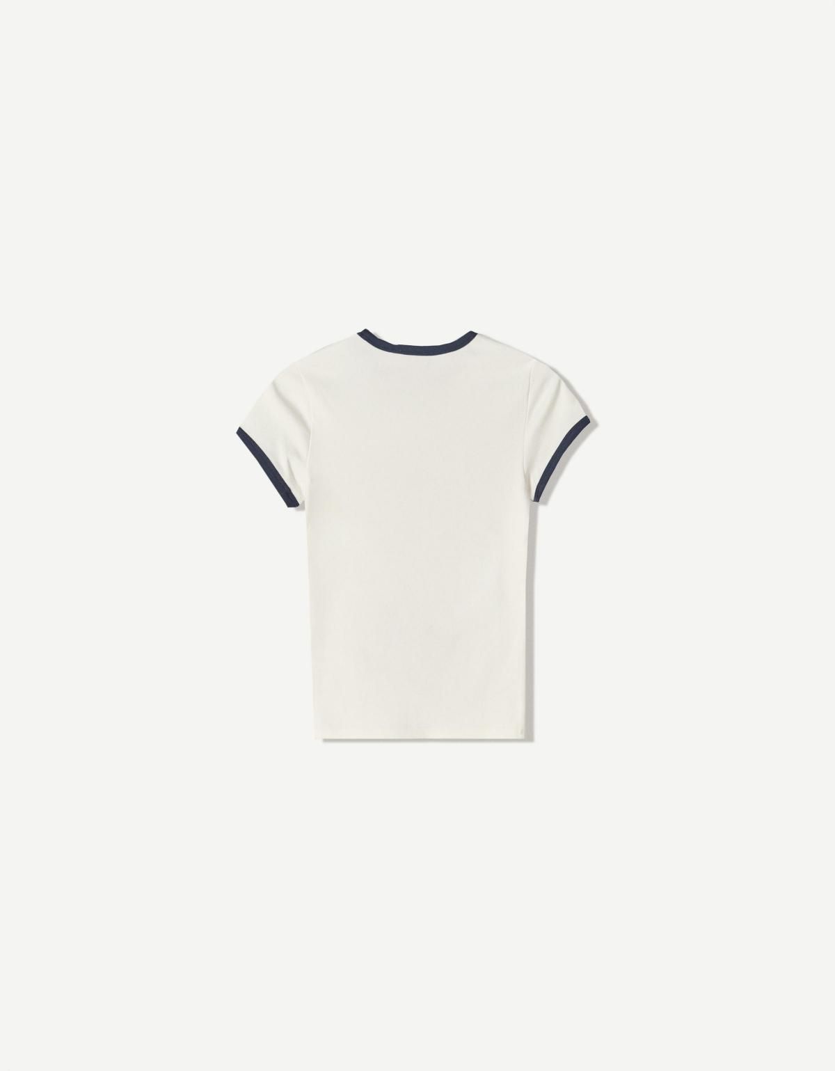버쉬카 배색 크루넥 반팔 티셔츠 7541/152 OFF WHITE - 상세 이미지 4