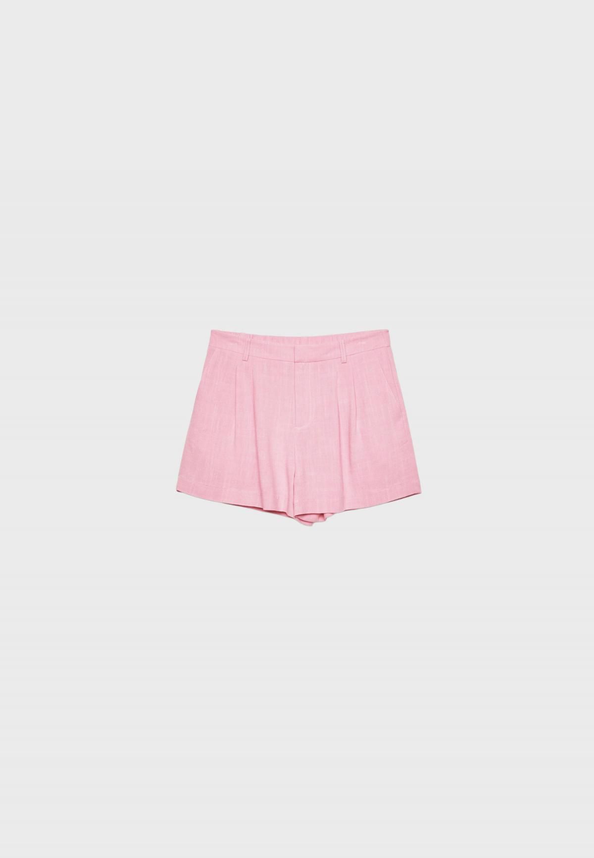 스트라디바리우스 하이웨이스트 린넨믹스 핑크 플루이드 쇼츠 1396/559 PASTEL PINK - 상품 이미지