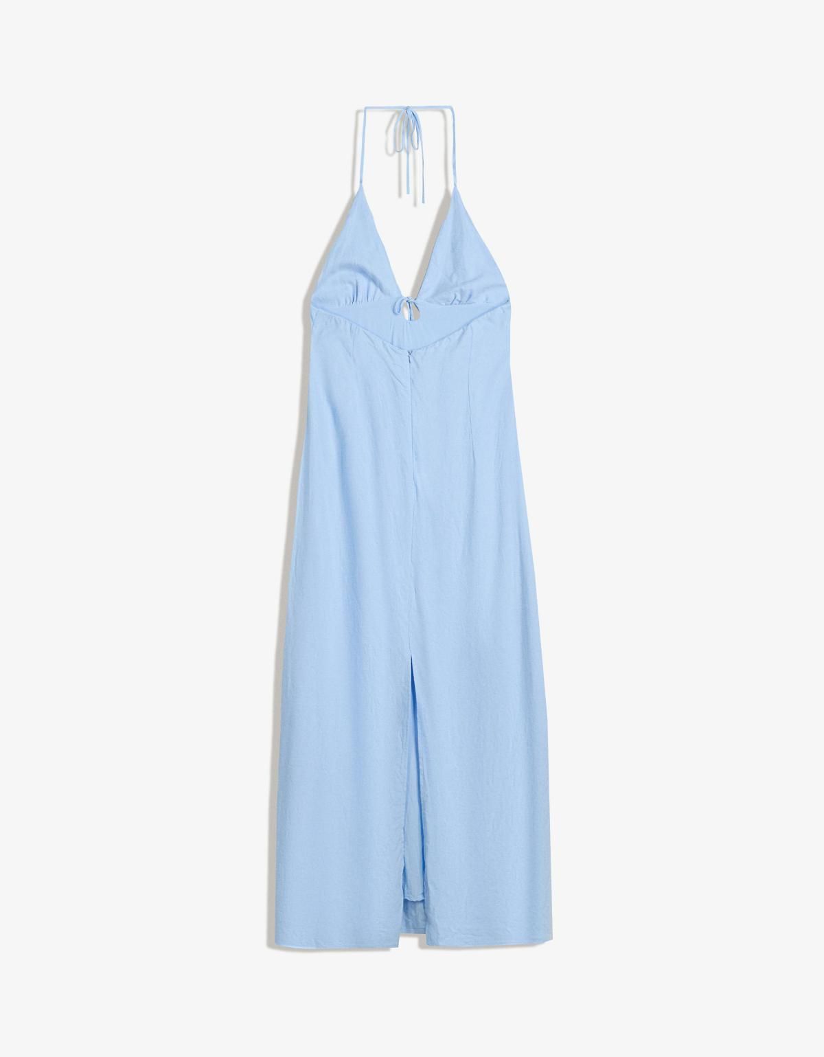 버쉬카 린넨블렌드 홀터넥 미디 원피스 스트랩 포인트 0747/028 LIGHT BLUE - 상세 이미지 2