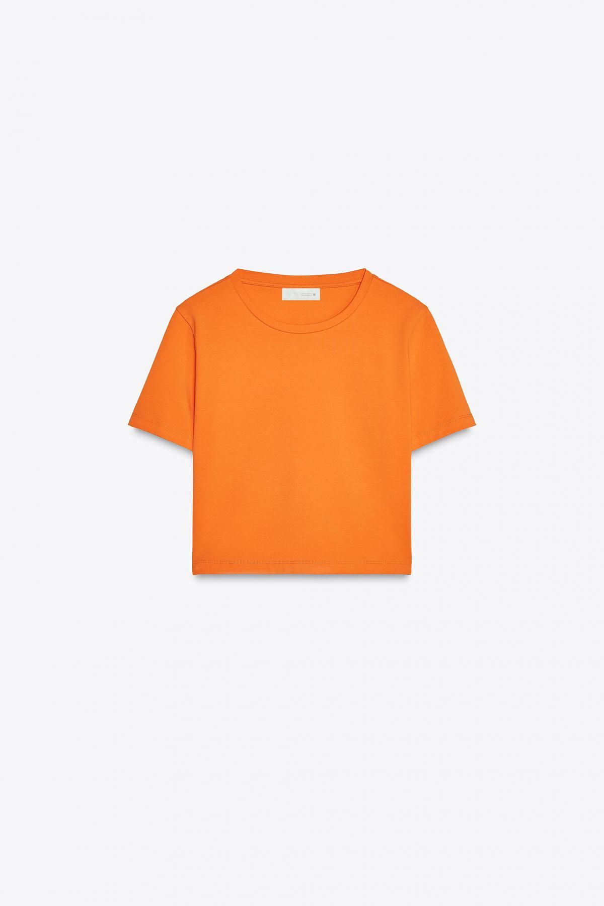 자라 오렌지 크롭 스트레치 반팔 티셔츠 2335/299 ORANGE - 메인 이미지