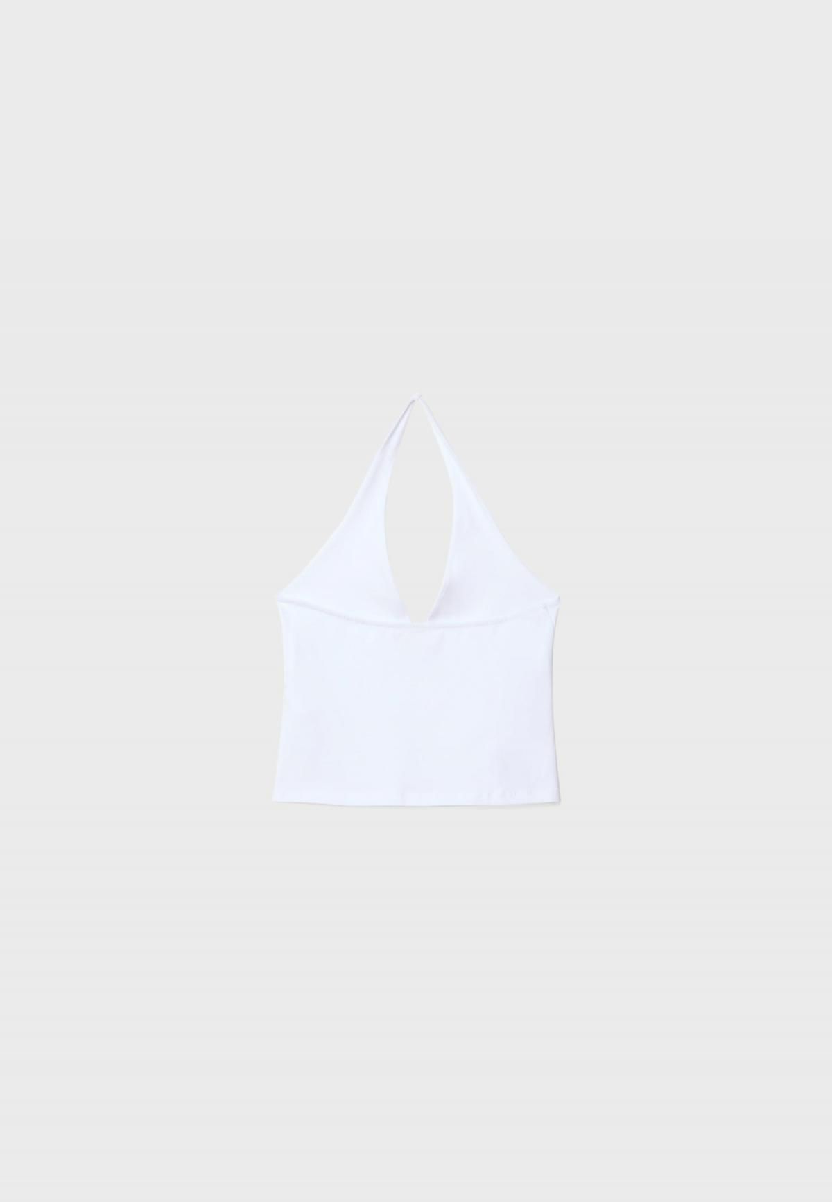 스트라디바리우스 베이직 브이넥 홀터넥 민소매 탑 8045/655 WHITE - 상세 이미지 2