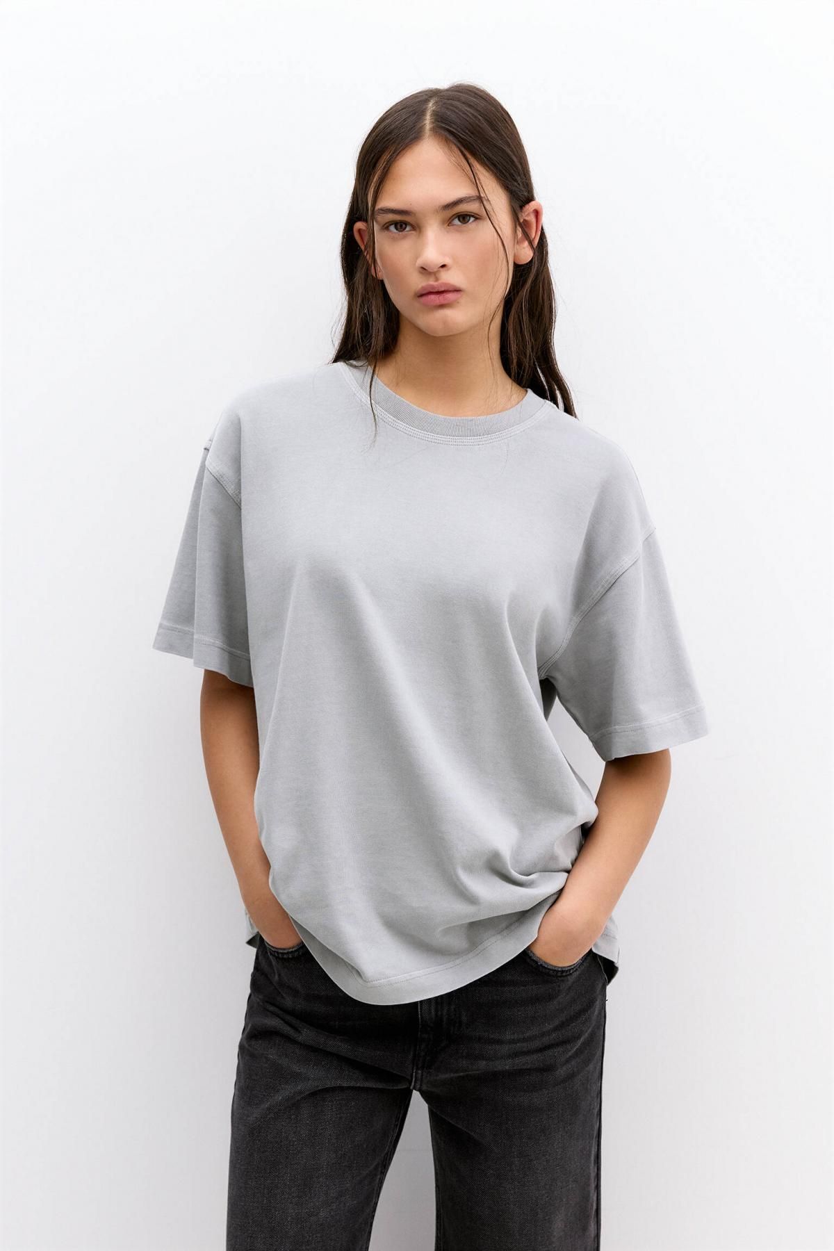 풀앤베어 오버핏 라운드넥 반팔 티셔츠 3245/331 GREY - 상세 이미지 3