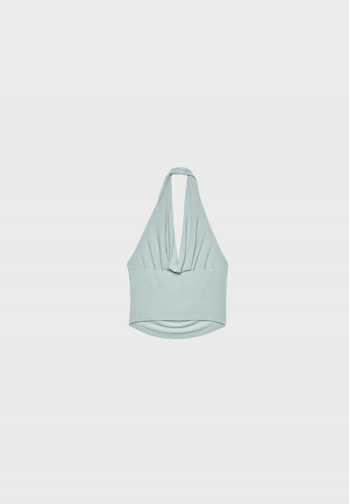 스트라디바리우스 샤이니 드레이프 홀터넥 민소매 탑 2597/639 AQUAMARINE - 상세 이미지 2
