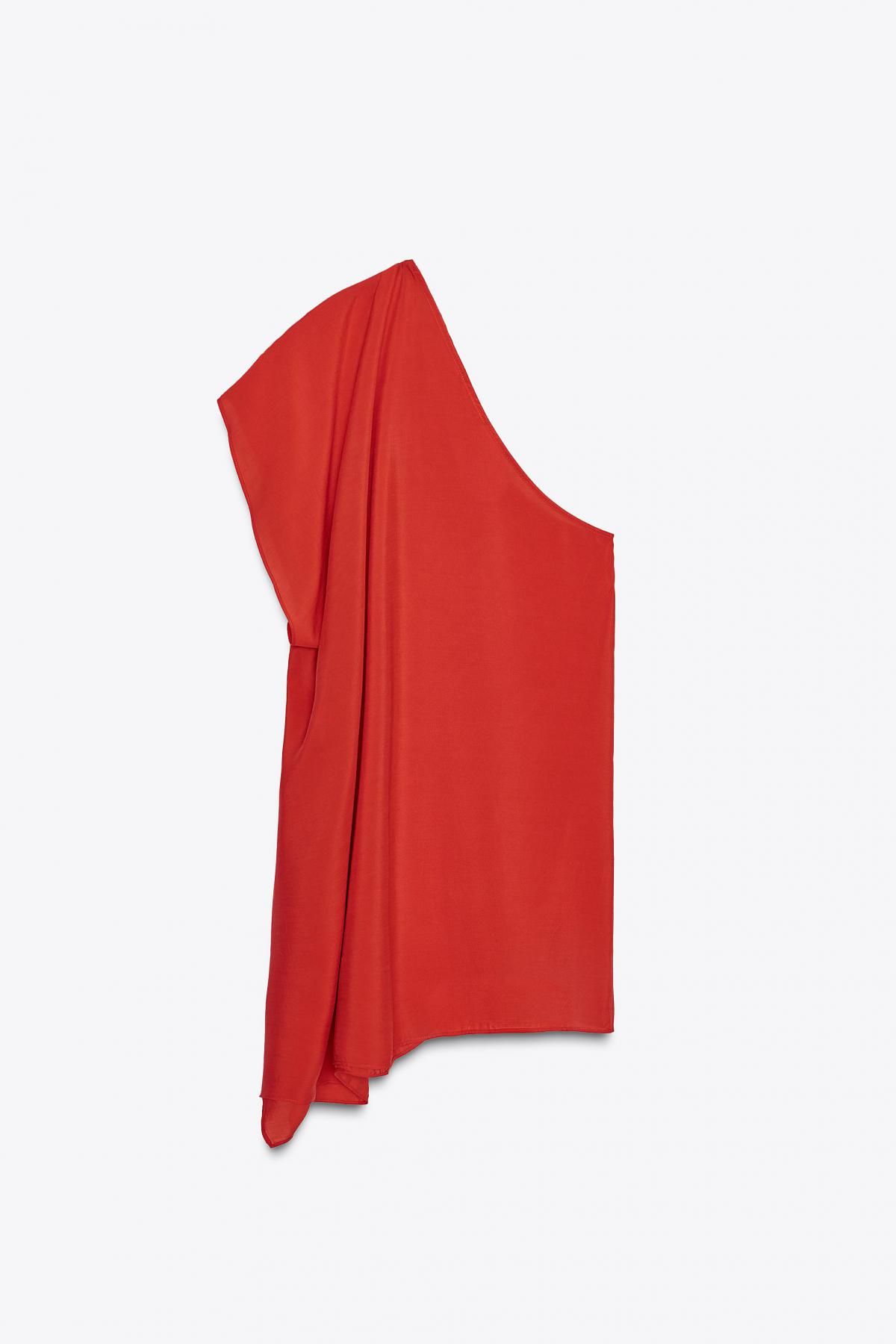 자라 비대칭 원숄더 플루이드 케이프 탑 2010/789 RED / CORAL - 상세 이미지 4
