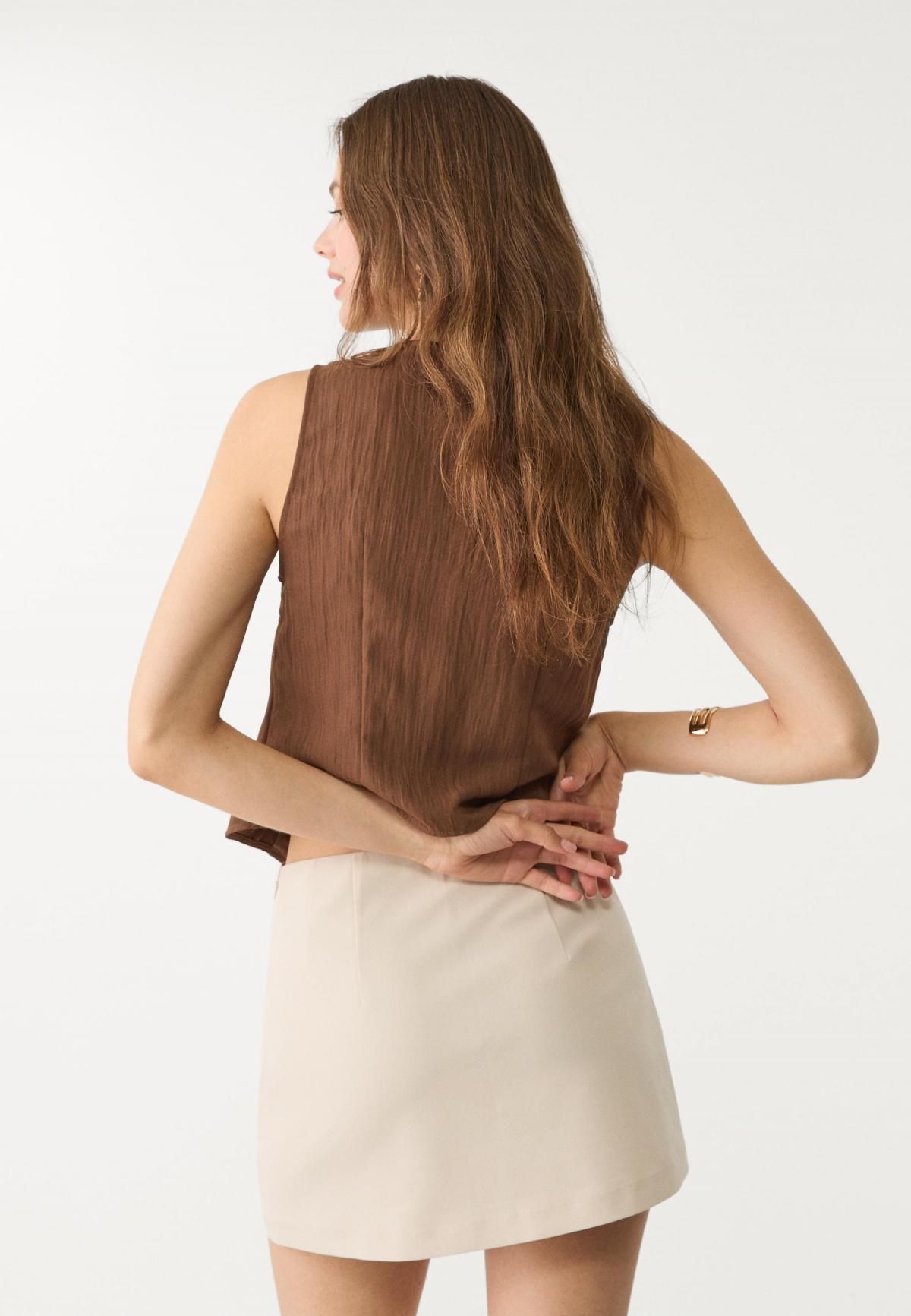 스트라디바리우스 시크 미니멀 미드라이즈 사이드슬릿 스커트팬츠 4799/768 ECRU - 상세 이미지 5