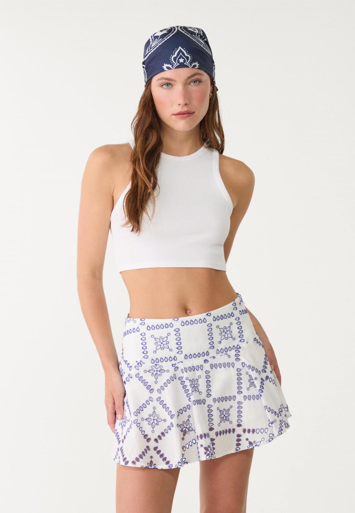 스트라디바리우스 자수 플루이드 미니 스커트 팬츠 1326/644 BLUE - 상세 이미지 5