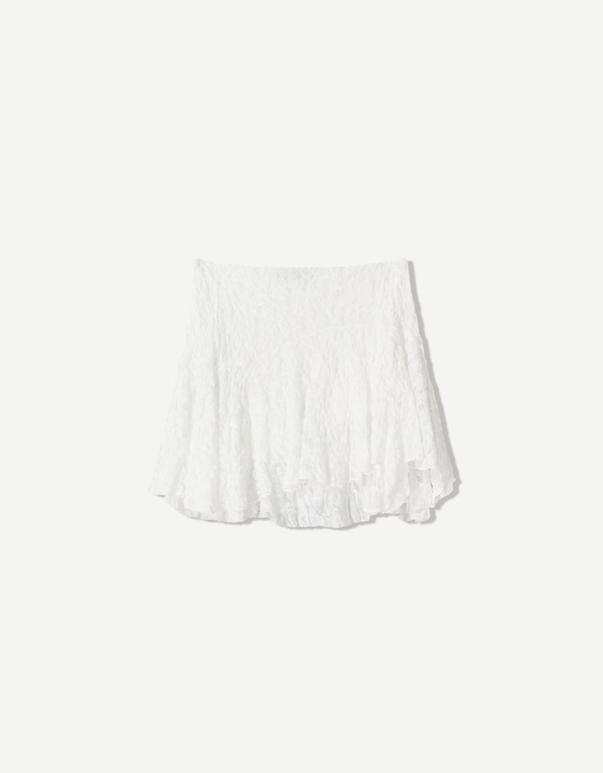 버쉬카 러플 레이스 플레어 미니 스커트 블론드 화이트 6071/360 OFF WHITE - 상세 이미지 5