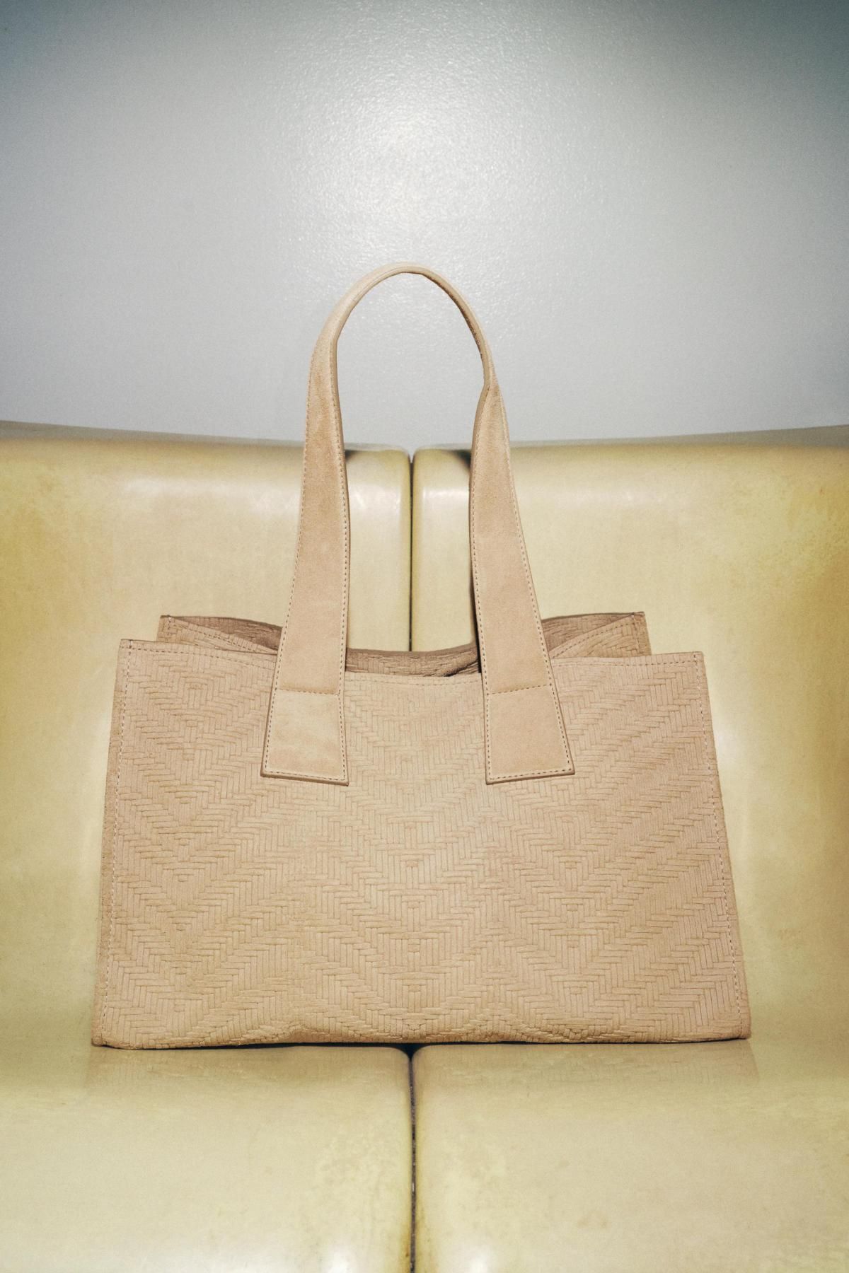 자라 베이지 브레이드 스웨이드 쇼퍼백 6010/610 SAND/BROWN - 상세 이미지 3