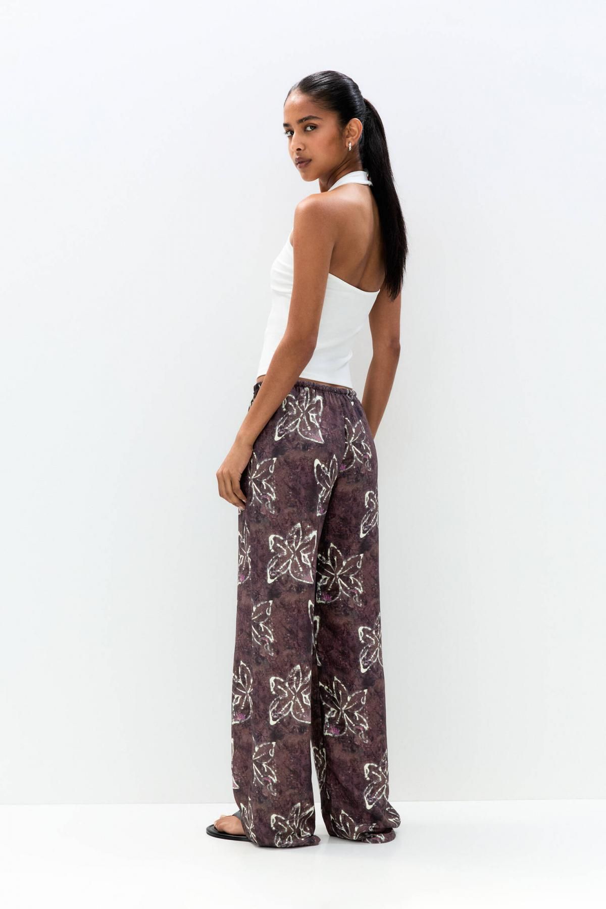 풀앤베어 플라워 패턴 릴렉스핏 조거 팬츠 7675/367 AUBERGINE - 상세 이미지 4