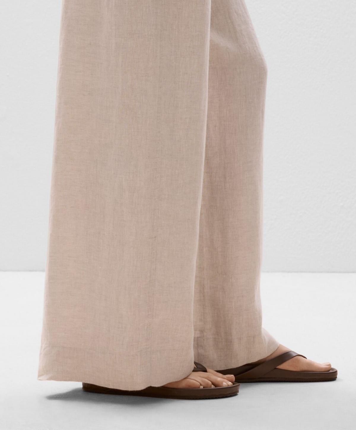 오이쇼 린넨 와이드 스트레이트 팬츠 1738/325 SANDMELANGE - 상세 이미지 4