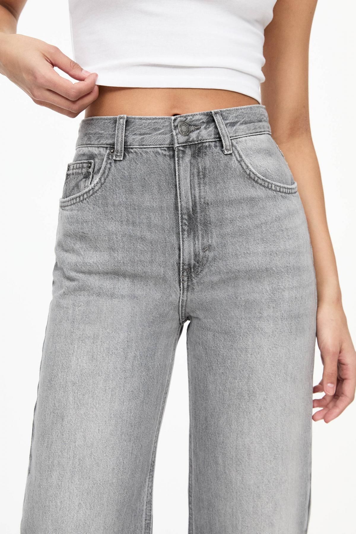 풀앤베어 라이트그레이 하이라이즈 스트레이트핏 데님 팬츠 3687/300 ANTHRACITE GREY - 상세 이미지 5