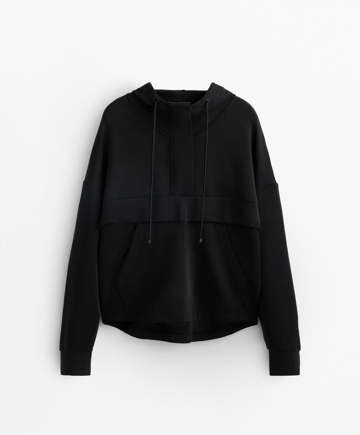 오이쇼 소프트 모달 지퍼넥 후드 스웨트셔츠 1780/791 BLACK - 메인 이미지