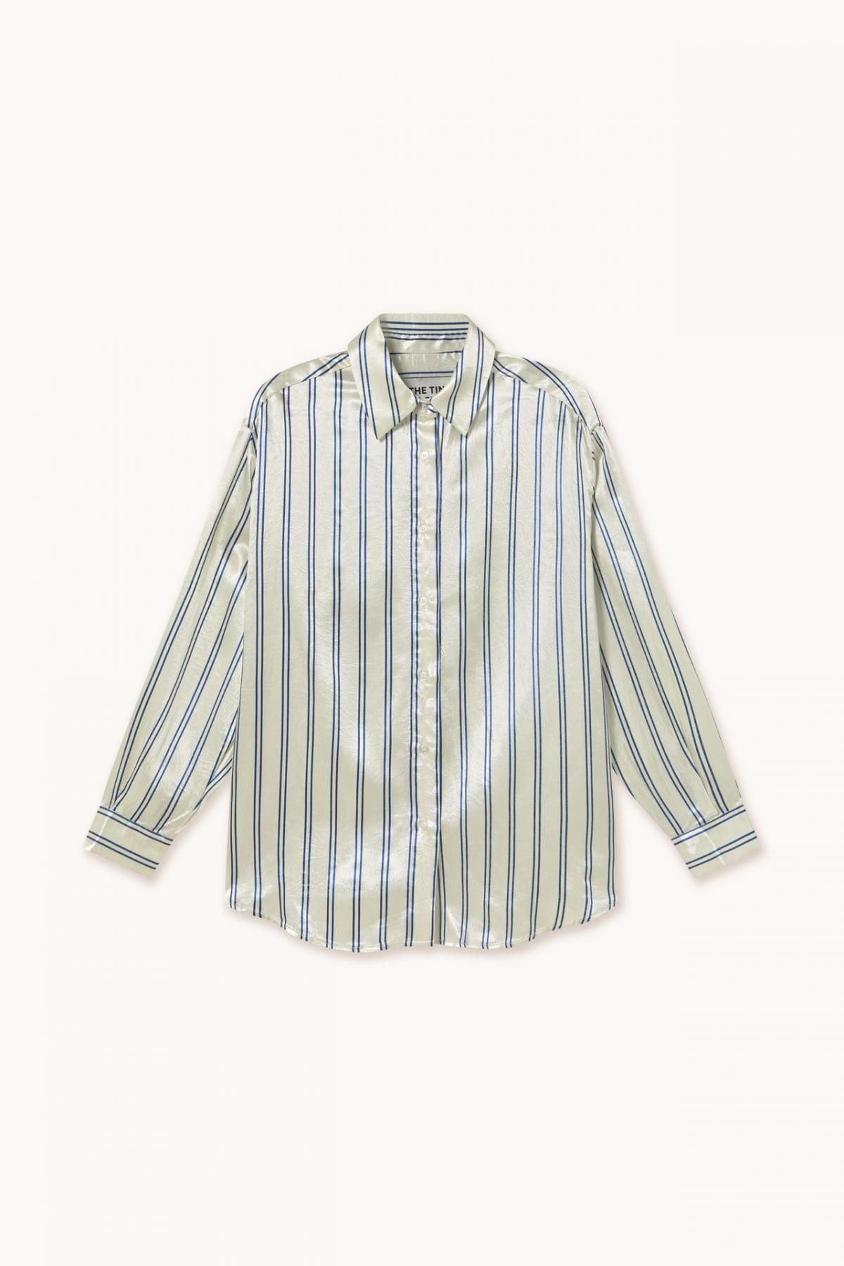 타이니코튼 스트라이프 오버핏 긴팔 셔츠 SS25-701104 ONE COLOR - 메인 이미지