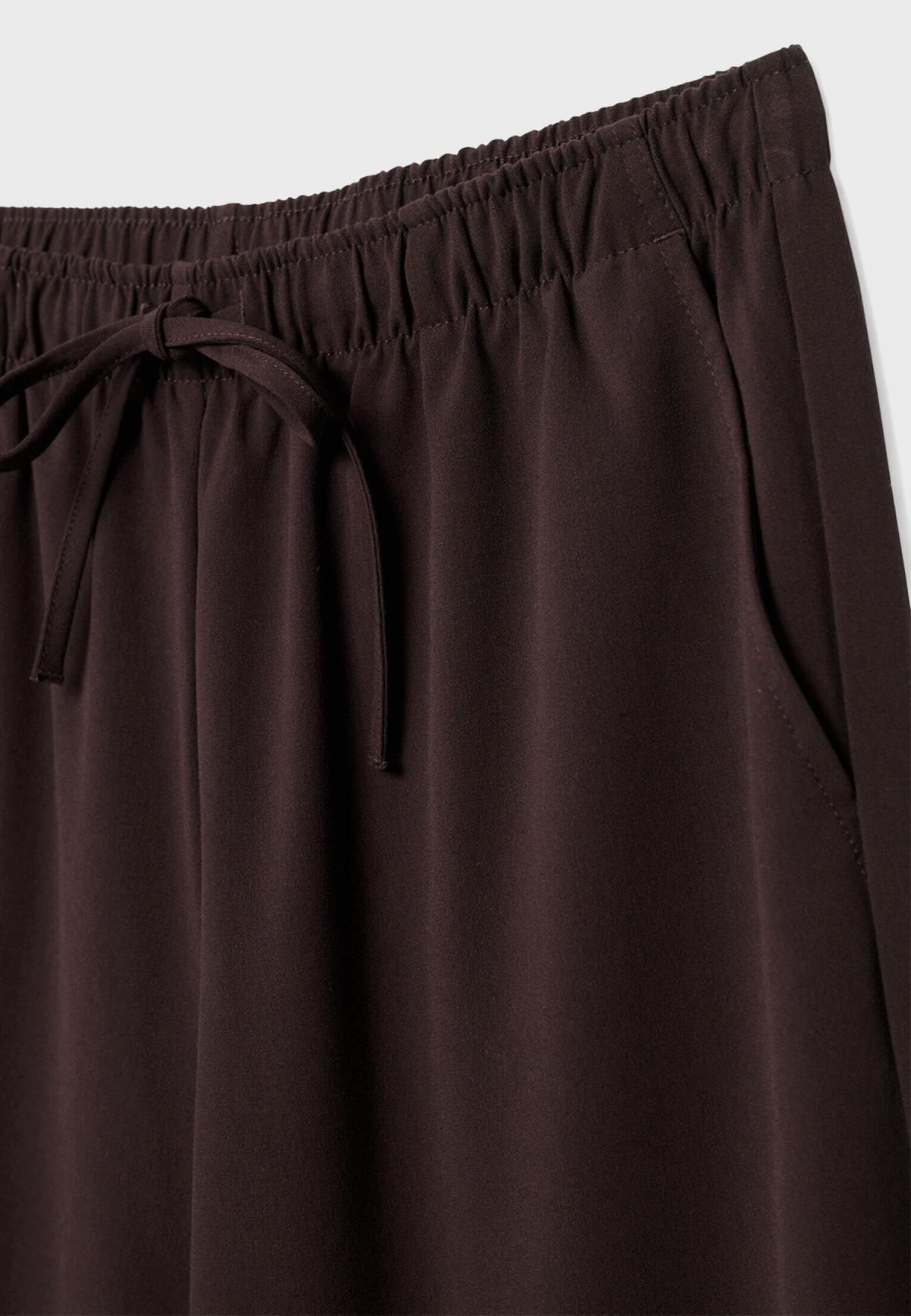 스트라디바리우스 와이드핏 플루이드 롱 스마트 팬츠 1235/473 BROWN - 상세 이미지 4