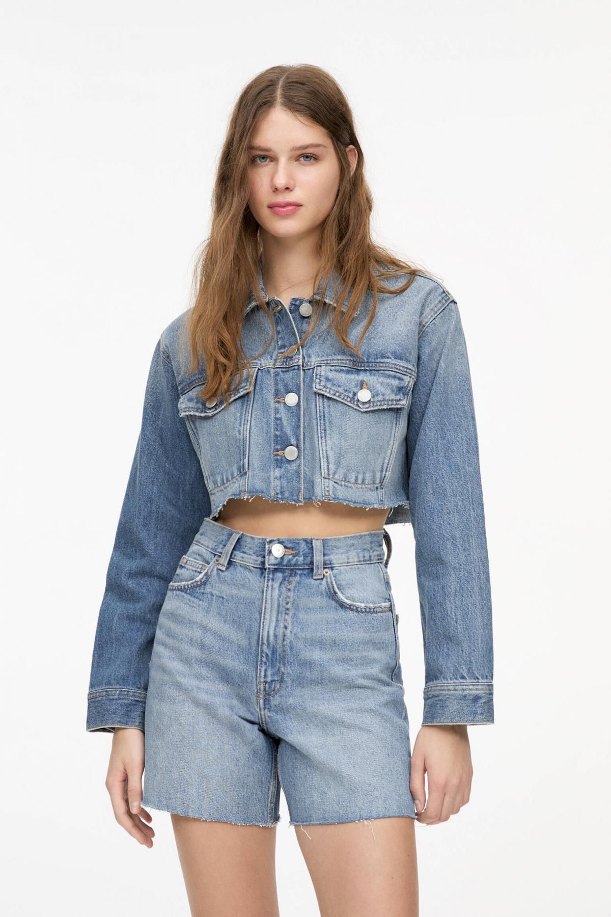 풀앤베어 하이웨이스트 데님 버뮤다 쇼츠 3697/303 MEDIUM BLUE - 상세 이미지 3