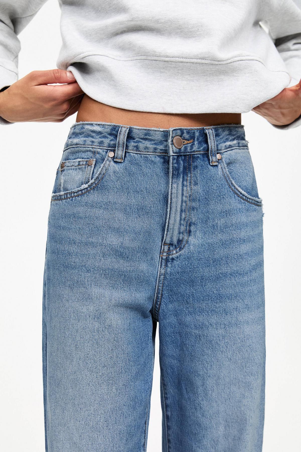 풀앤베어 데님 스트레이트 배기핏 턴업 청바지 3687/310 MEDIUM BLUE - 상세 이미지 5