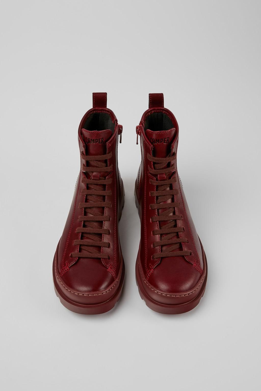 캠퍼 버건디 레더 앵클부츠 Brutus K400325-024 BURGUNDY - 상세 이미지 4