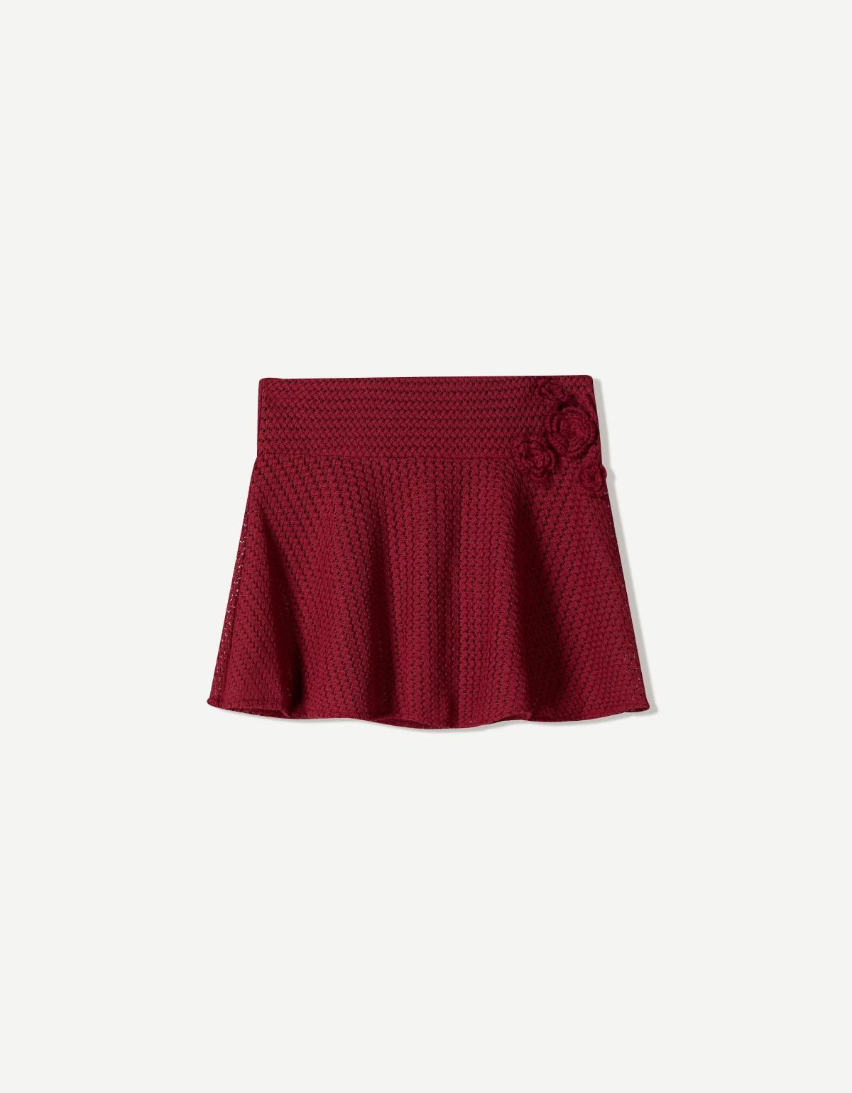버쉬카 크로셰 플레어 미니 스커트 4435/631 MAROON - 상품 이미지