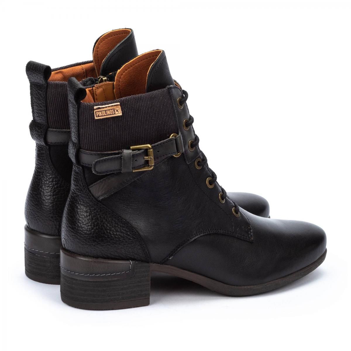 피콜리노스 프리미엄 레더 버클 레이스업 앵클부츠 MALAGA W6W-8953C1 BLACK - 상세 이미지 4