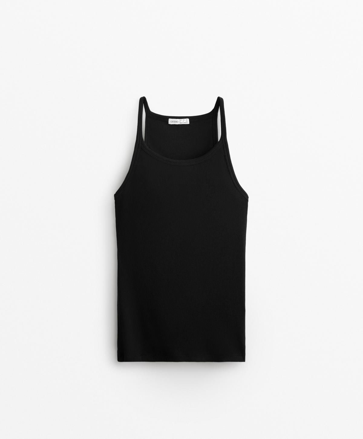 오이쇼 코튼 모달 립 스트랩 베이직 슬림핏 민소매 탑 0607/662 BLACK - 상품 이미지