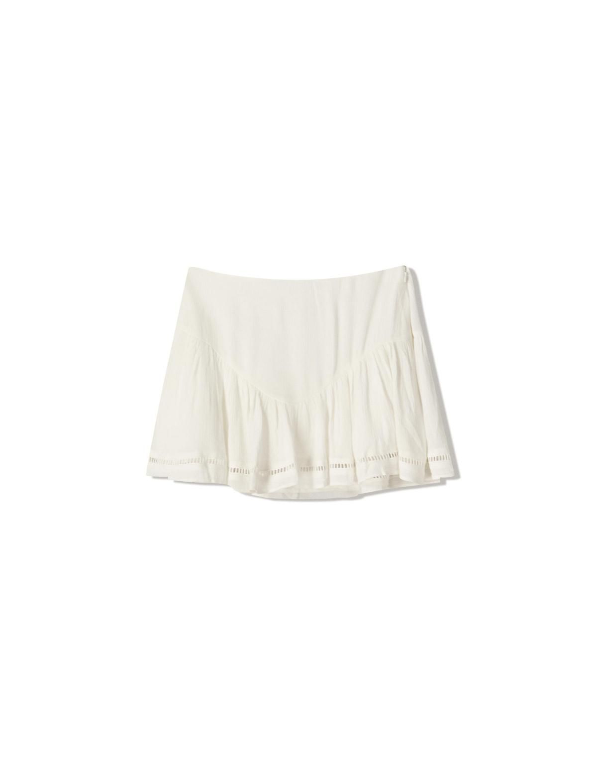 버쉬카 텍스처 플레어 화이트 미니 스커트 6077/494 OFF WHITE - 상세 이미지 3