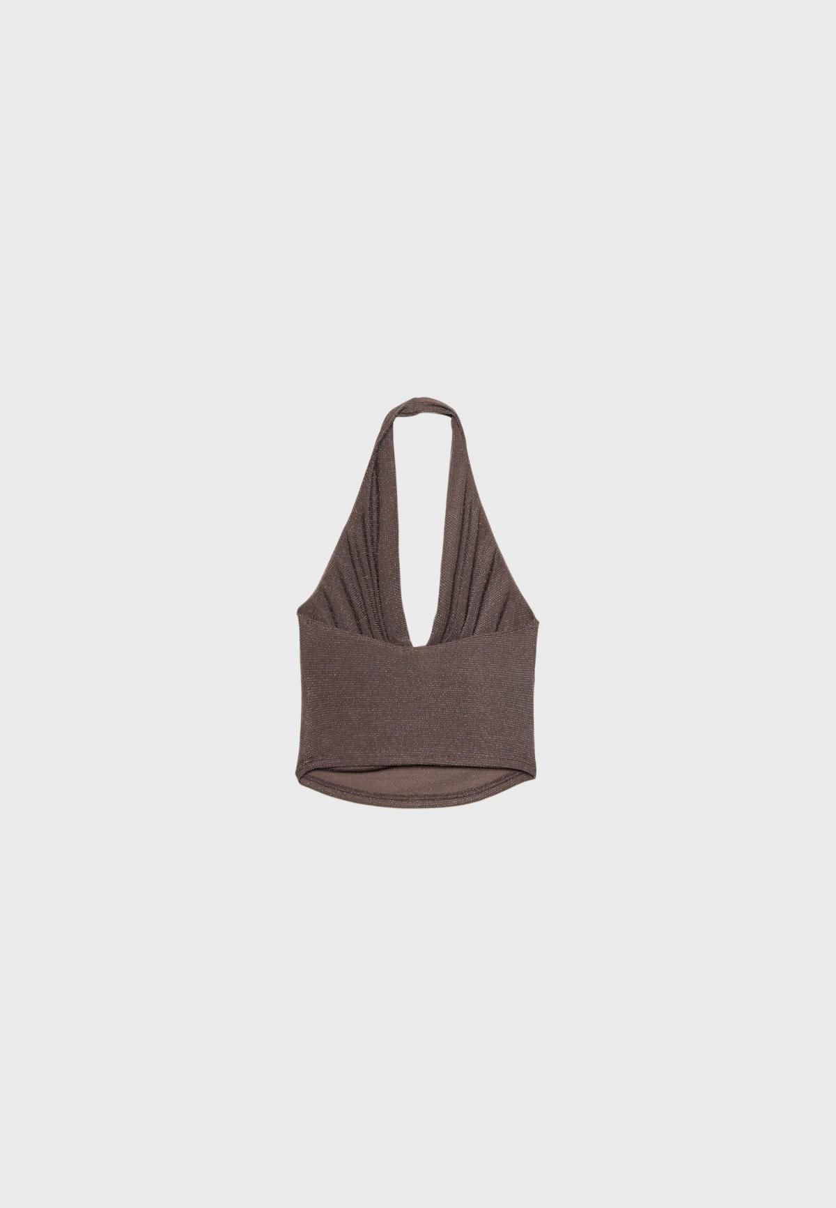 스트라디바리우스 쉬머리 글리터 홀터넥 민소매 탑 2597/639 BROWN - 상세 이미지 2