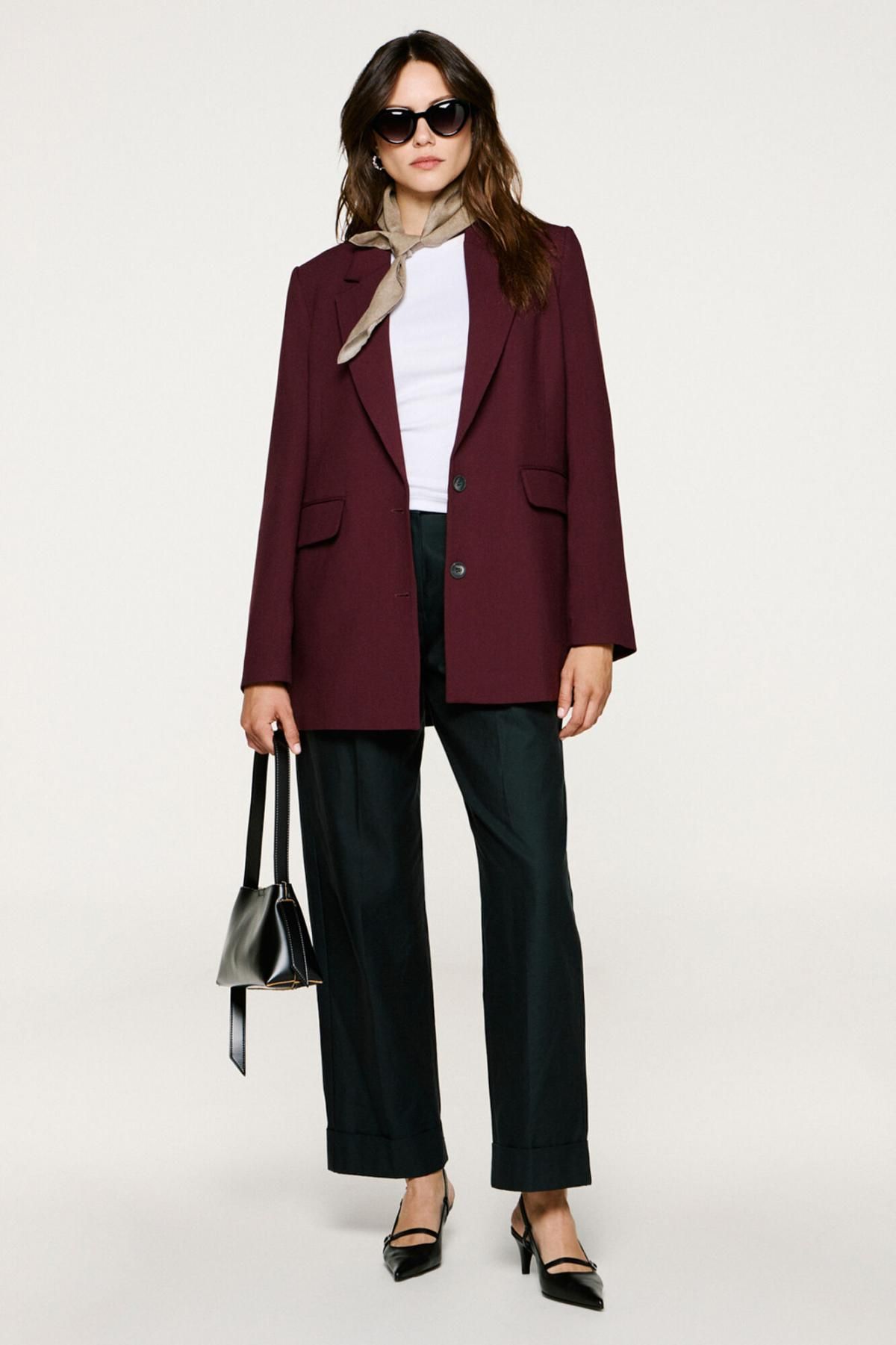 셀렉티드 버건디 릴렉스핏 테일러드 재킷 6432554 MORADO - 상세 이미지 2