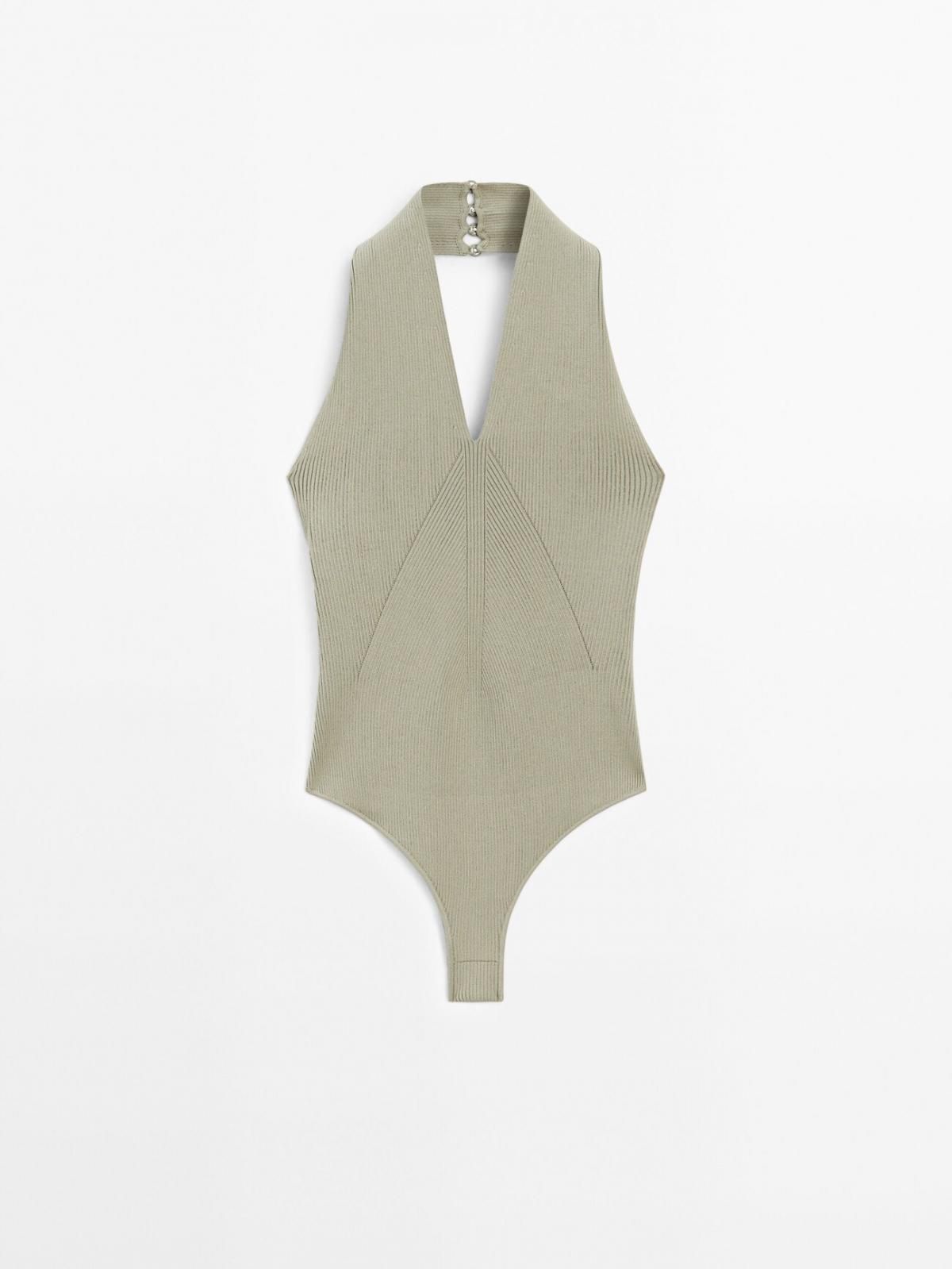 마시모두띠 모던 니트 홀터넥 바디수트 9732/953 PALE GREEN - 메인 이미지