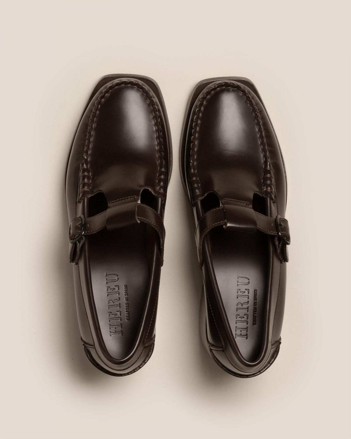 헤레우 ALBER 프리미엄 가죽 T바 힐 로퍼 7880541470936 DARK BROWN - 상세 이미지 2