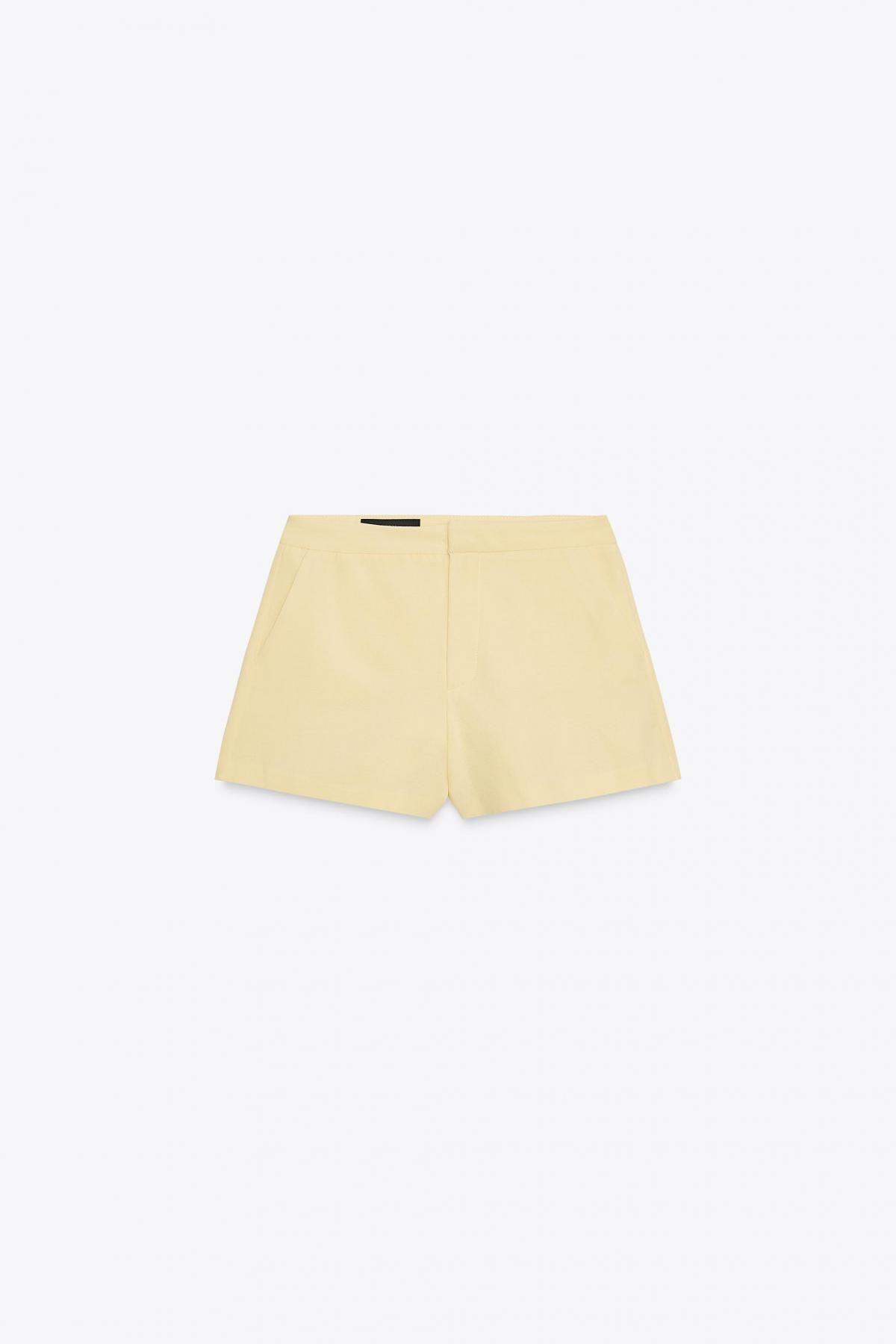 자라 린넨 혼방 미드웨이스트 미니 반바지 4661/500 LIGHT YELLOW - 메인 이미지
