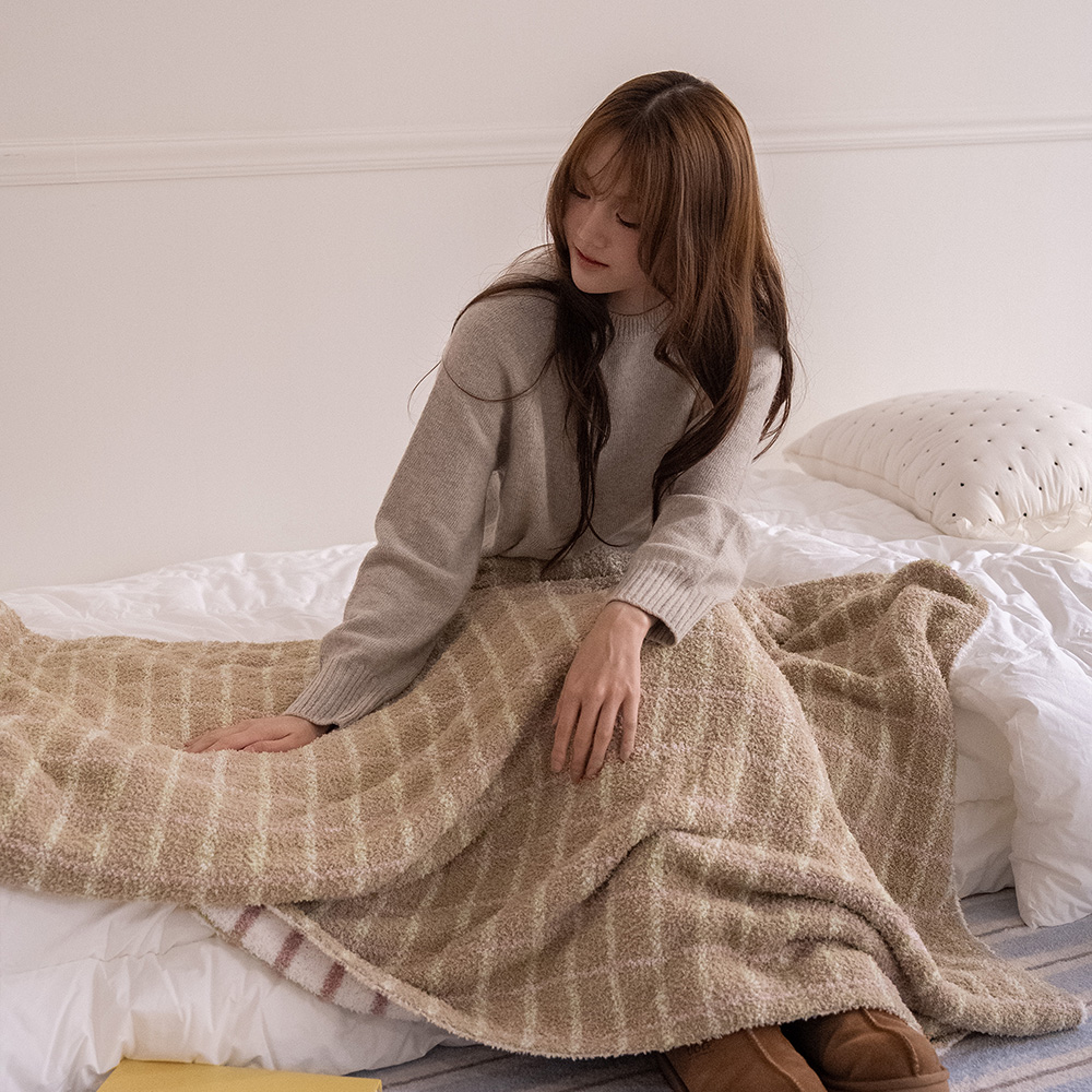 부드러운 쇼파 무릎 담요 슈크림 니트 블랭킷 몽글몽글 사계절 캠핑 휴대용 이불 - 상세 이미지 3