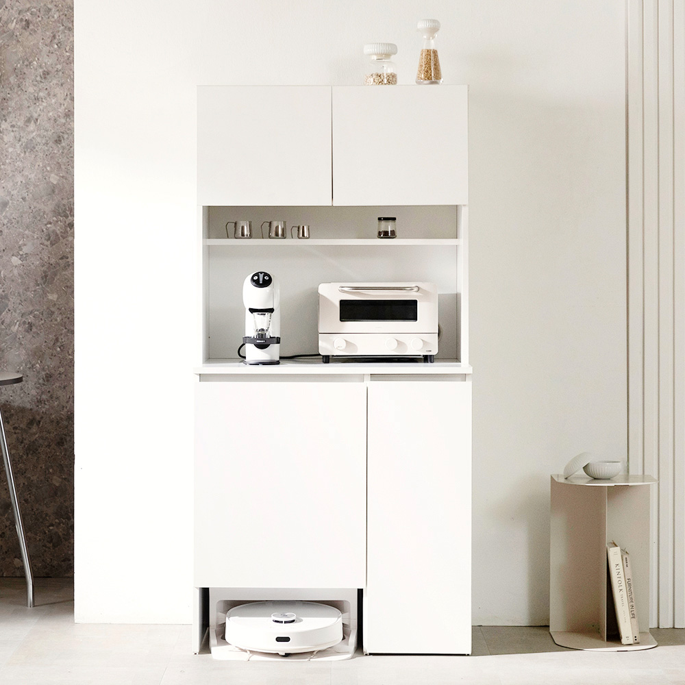 [N포인트 1만]무토 홈카페 선반 로봇청소기 수납장 로봇청소기장_800, 2단, 화이트