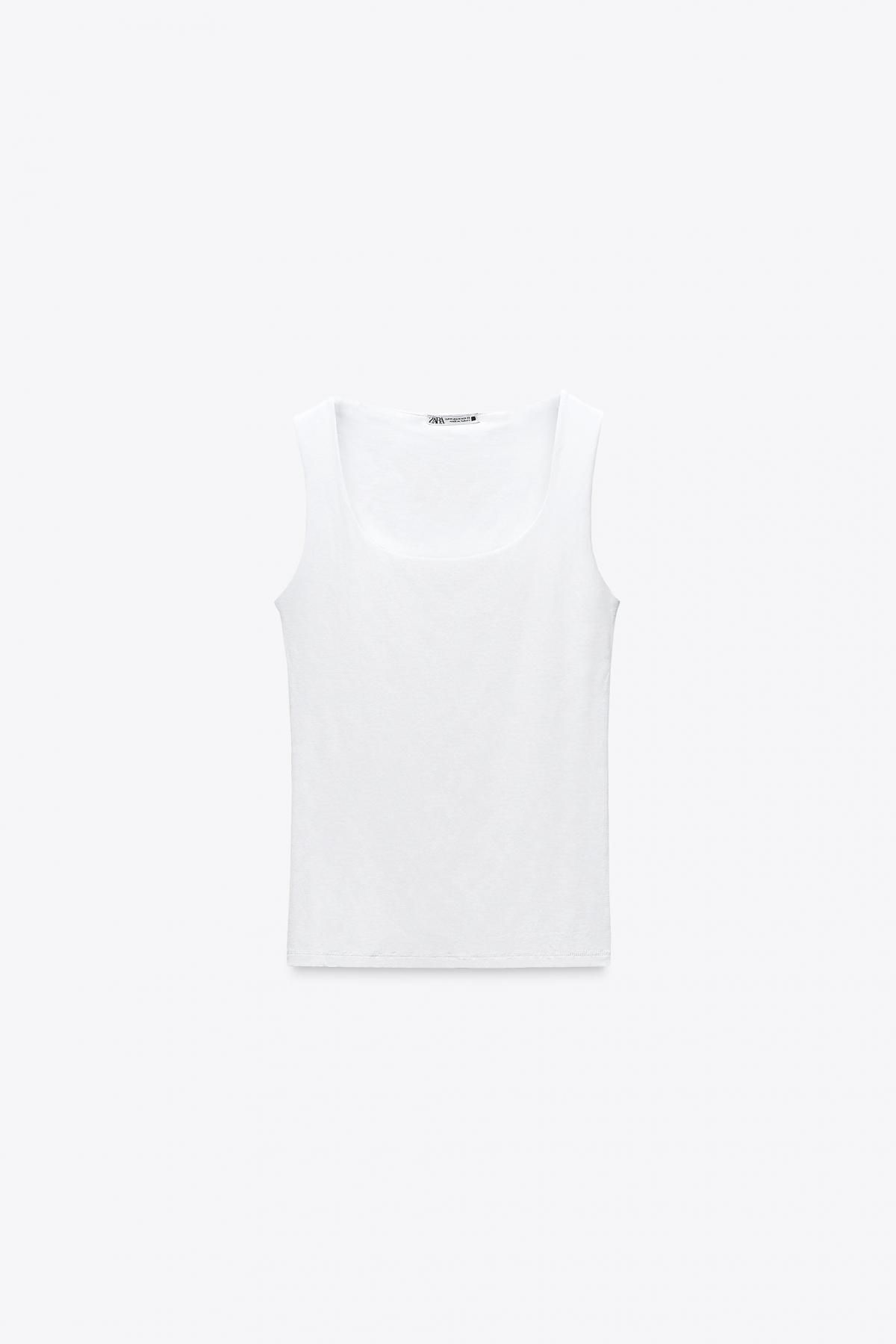 자라 폴리아미드 와이드 스트랩 탑 3905/531 WHITE - 메인 이미지