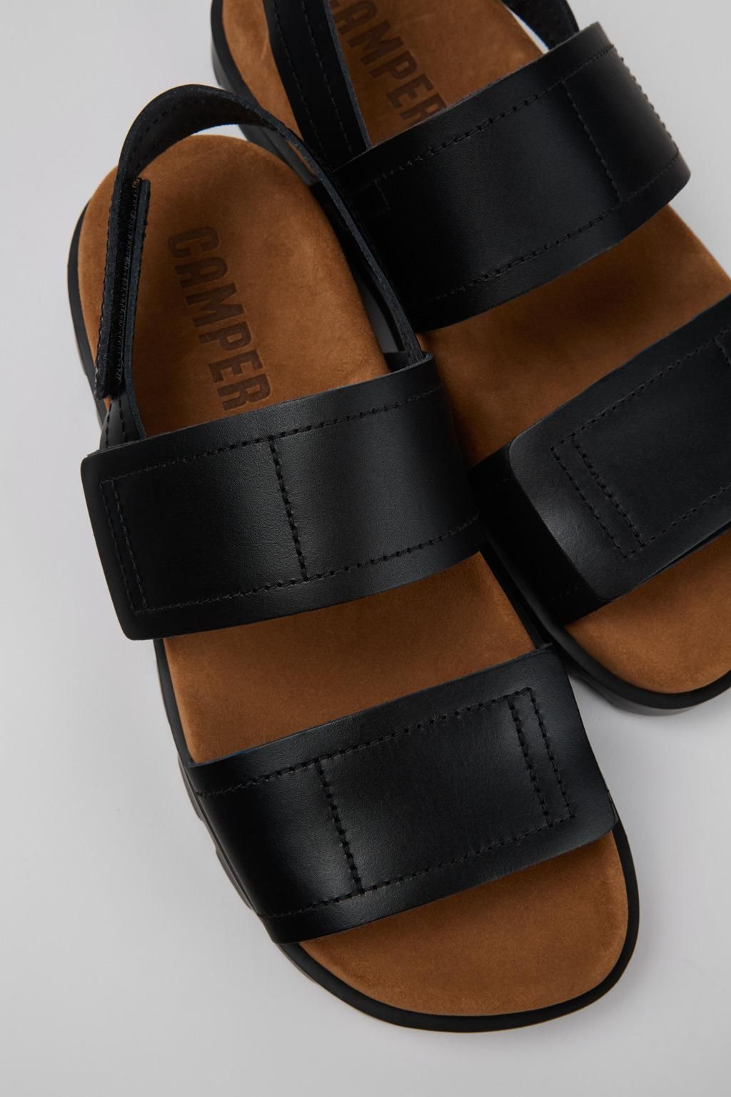 캠퍼 블랙 가죽 스트랩 샌들 Brutus K201323-013 BLACK - 상세 이미지 2