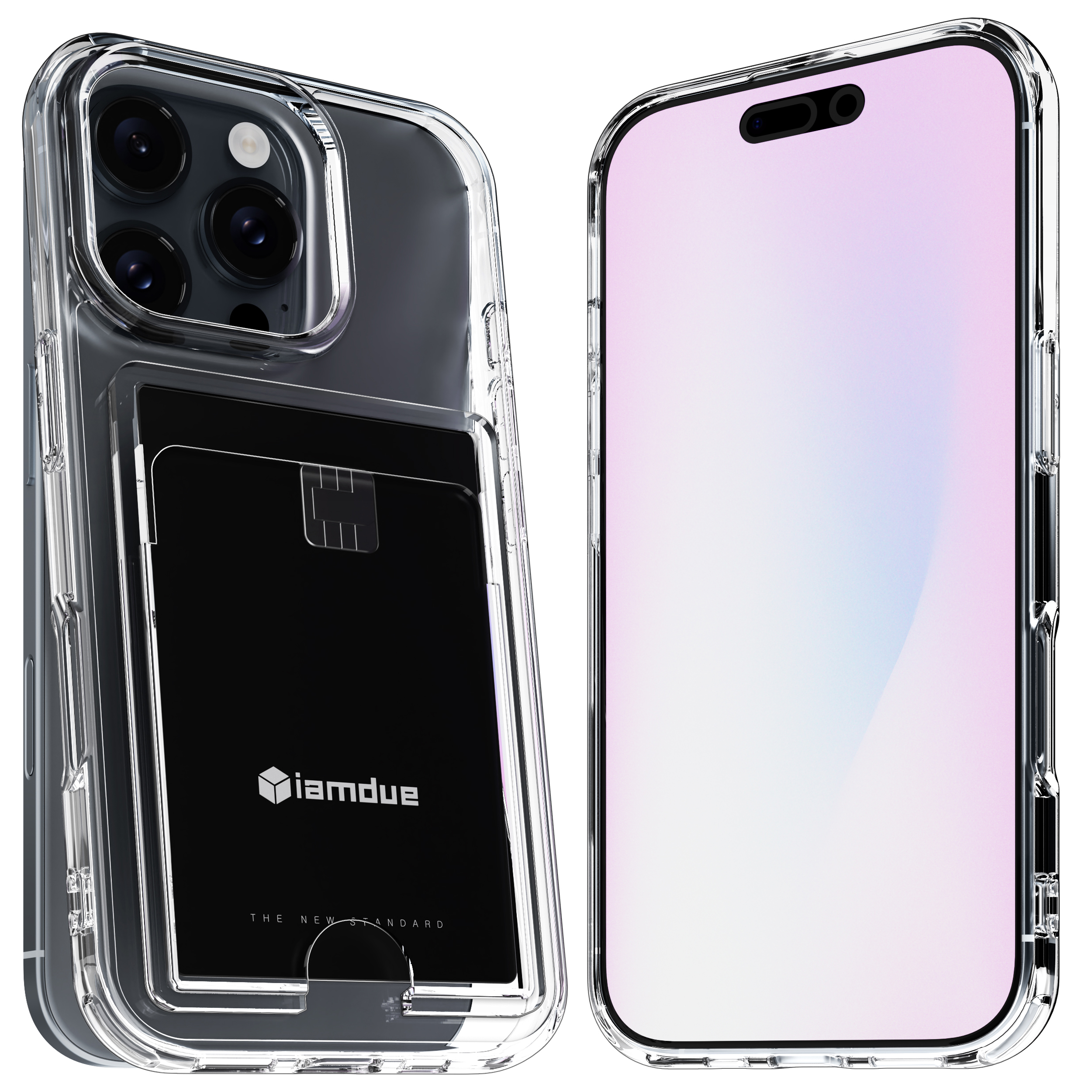 아이엠듀 변색방지 카드수납 케이스 2장 투명, 아이폰16 프로