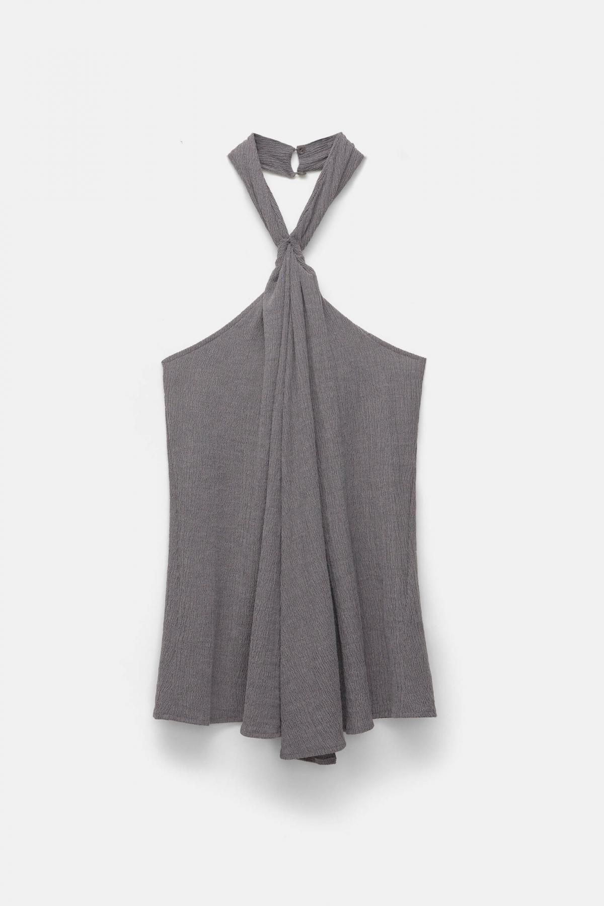 풀앤베어 크레이프 오픈백 홀터넥 탑 7150/387 GREY - 상품 이미지