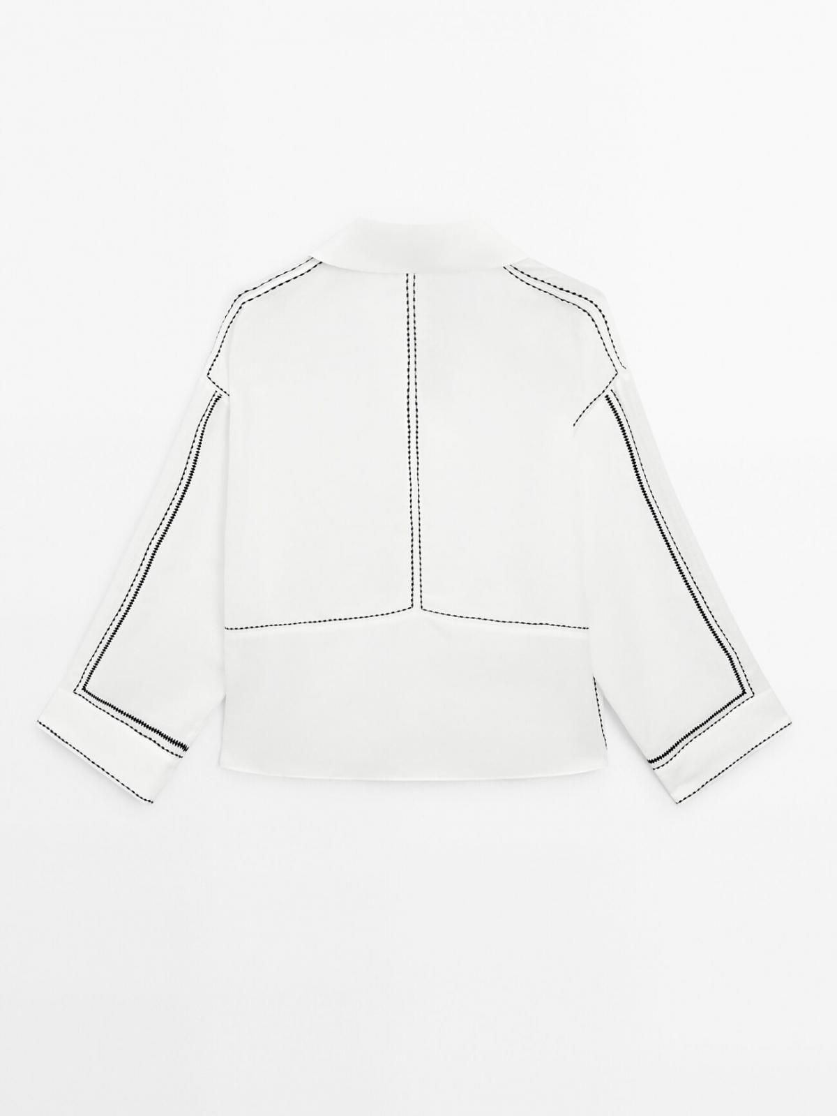 마시모두띠 미니멀 루즈핏 컨트라스트 스티치 블라우스 5132/732 WHITE - 상세 이미지 4