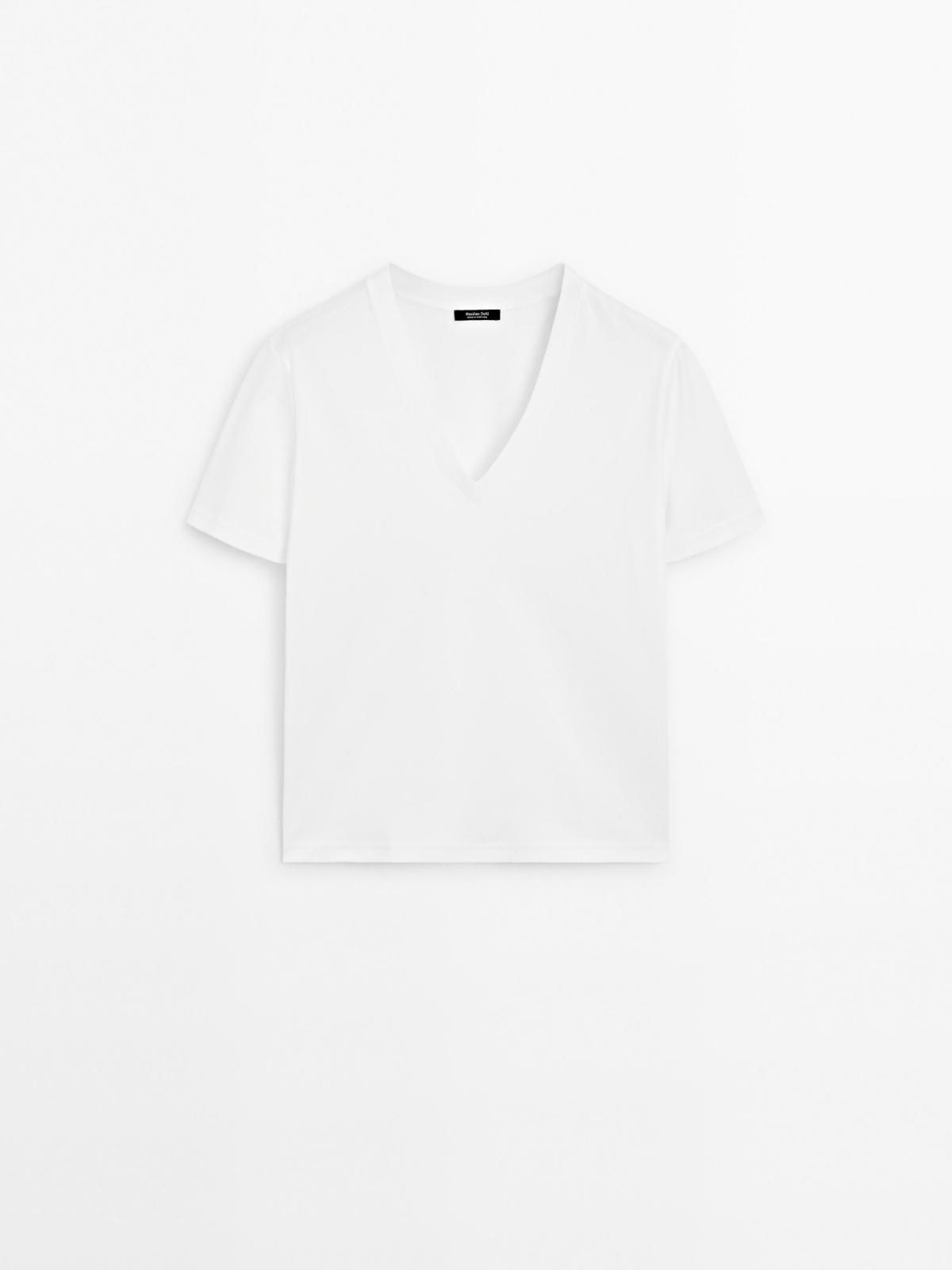 마시모두띠 베이직 코튼 V넥 반팔 티셔츠 6832/542 WHITE - 상품 이미지