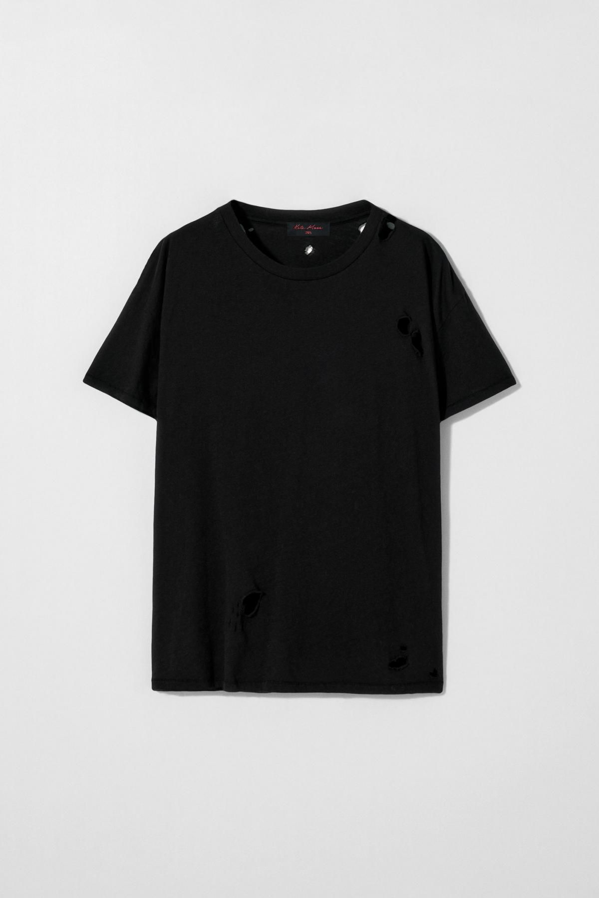 자라 디스트로이드 반팔 티셔츠 X 케이트 모스 0858/100 BLACK - 메인 이미지