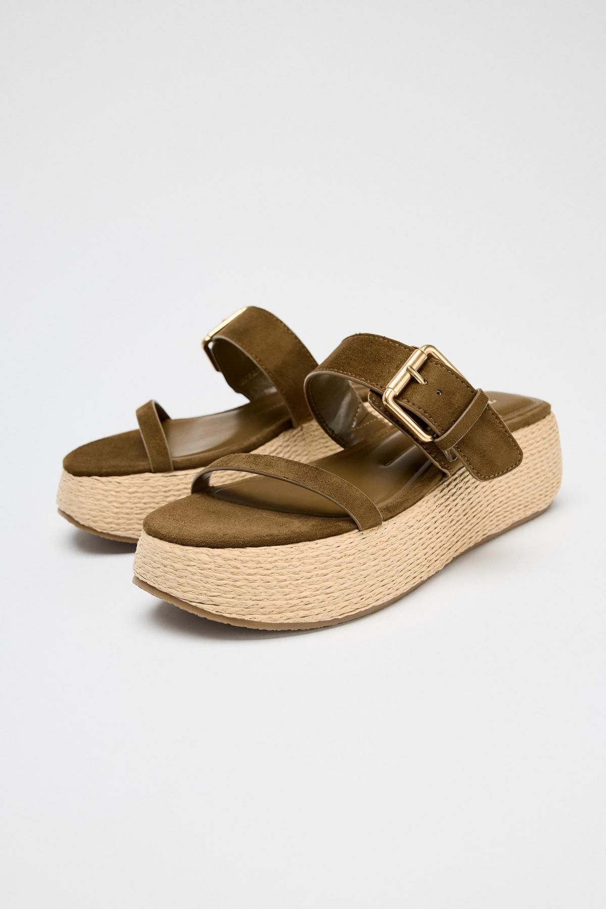 자라 라피아 플랫폼 스트랩 샌들 2352/610 KHAKI GREEN - 상세 이미지 3