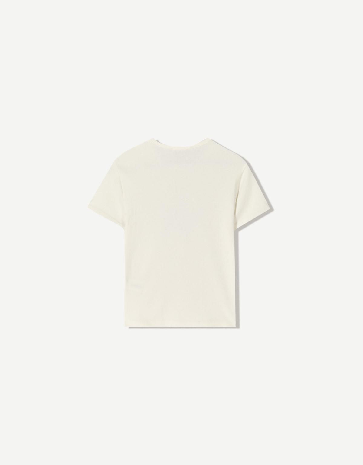 버쉬카 프린트 아이보리 반팔 티셔츠 7591/152 WHITE - 상세 이미지 5