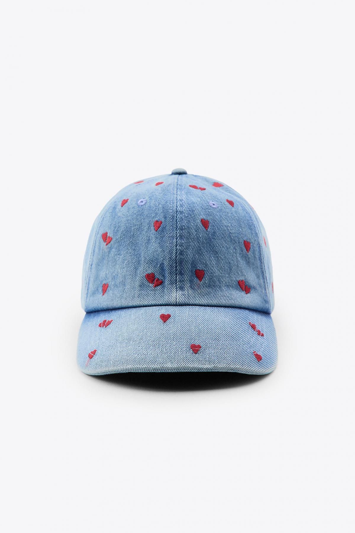 자라 데님 하트자수 캡모자 3920/613 NAVY BLUE - 메인 이미지
