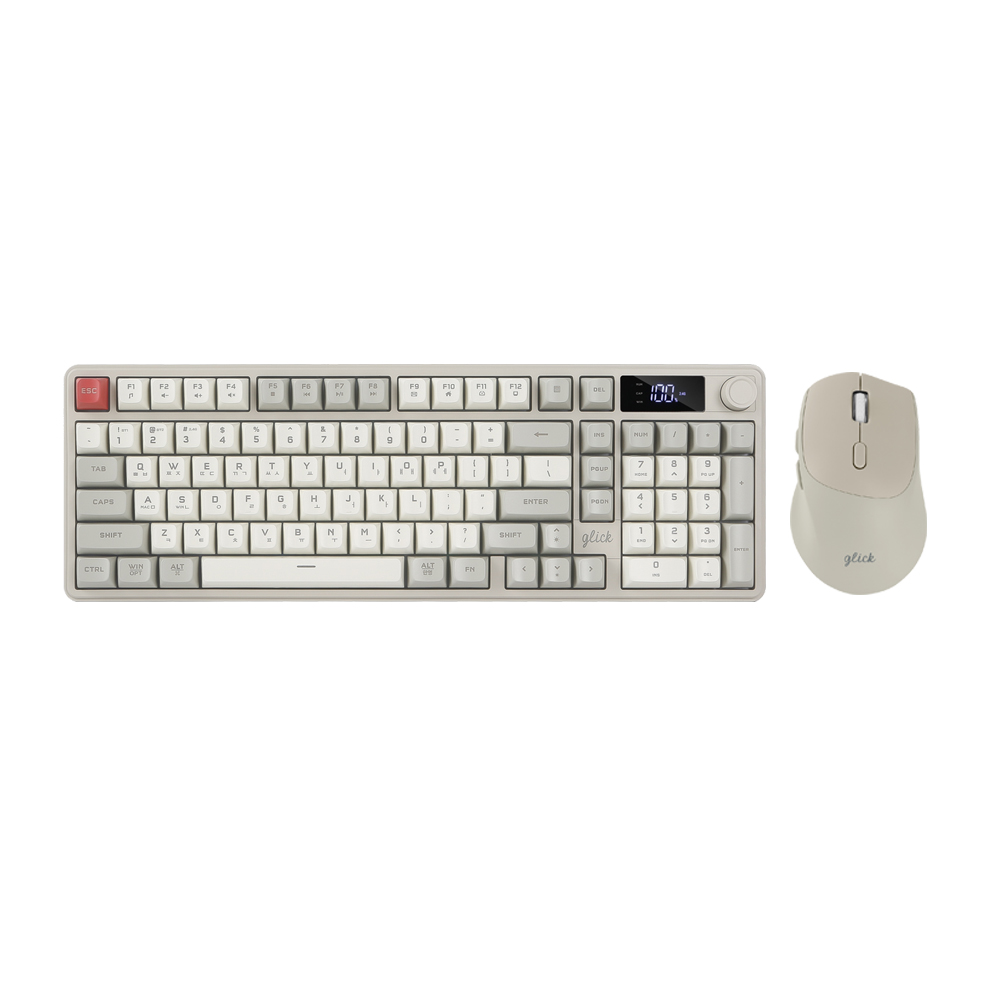 지클릭커 오피스프로 WMK50 사일런스 M RGB 풀윤활 무소음 방수 무선 블루투스 LCD 98 키보드 마우스 세트 Gundam - 상세 이미지 5