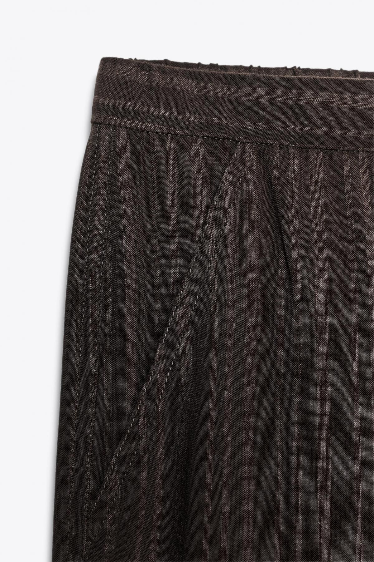 자라 스트라이프 와이드 플루이드 카고 팬츠 6929/501 DARK BROWN - 상세 이미지 4