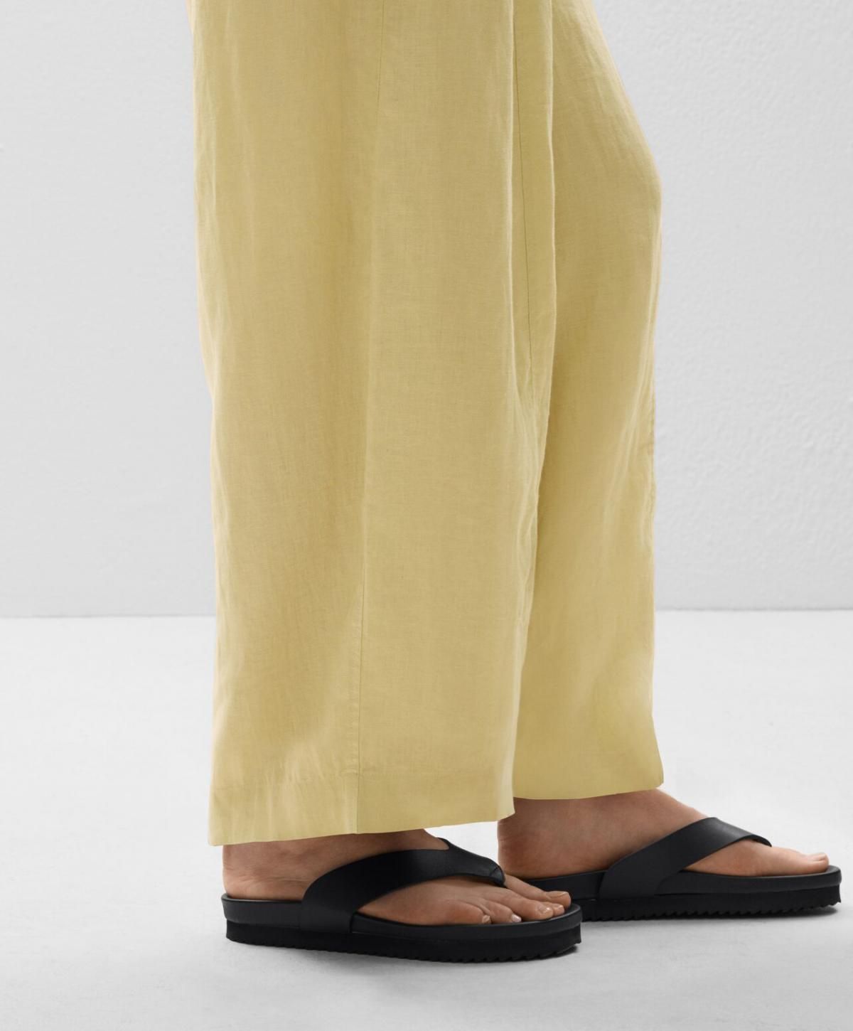 오이쇼 라이트옐로우 100 린넨 배럴 와이드 팬츠 3339/047 WASHEDLIME - 상세 이미지 4