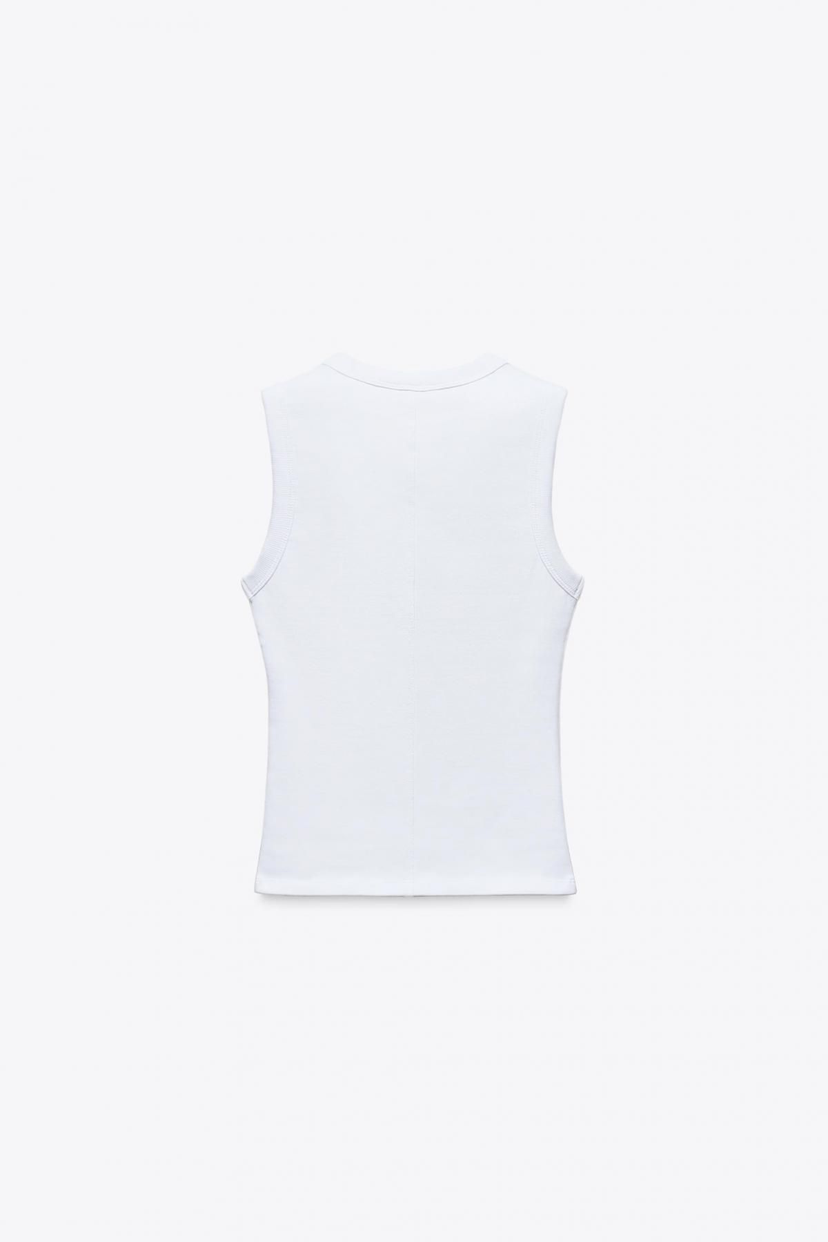 자라 골지 민소매 탑 4424/300 WHITE - 상세 이미지 5