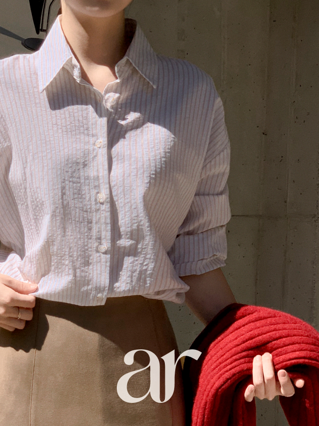 루즈핏 스트라이프 긴팔 셔츠 bs8498 - 상세 이미지 2