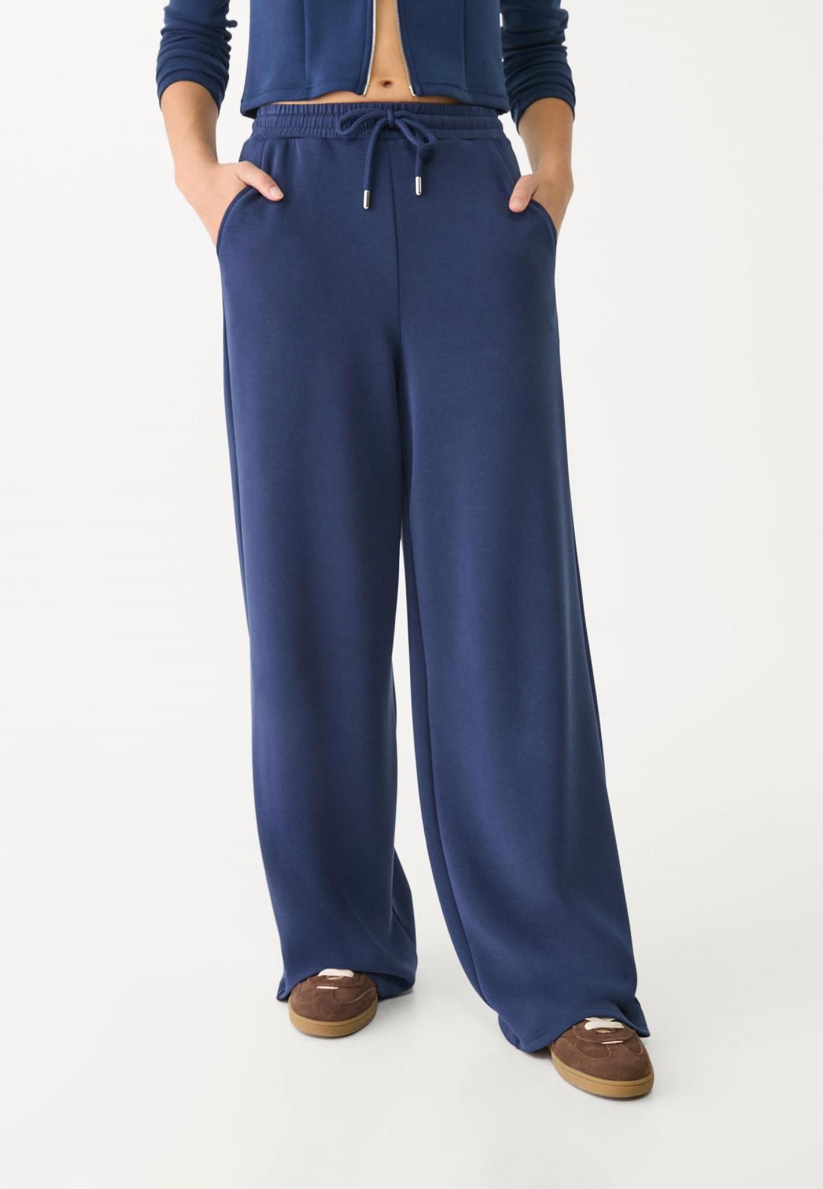 스트라디바리우스 소프트터치 모달 와이드 팔라조 팬츠 8737/276 NAVY BLUE - 상품 이미지