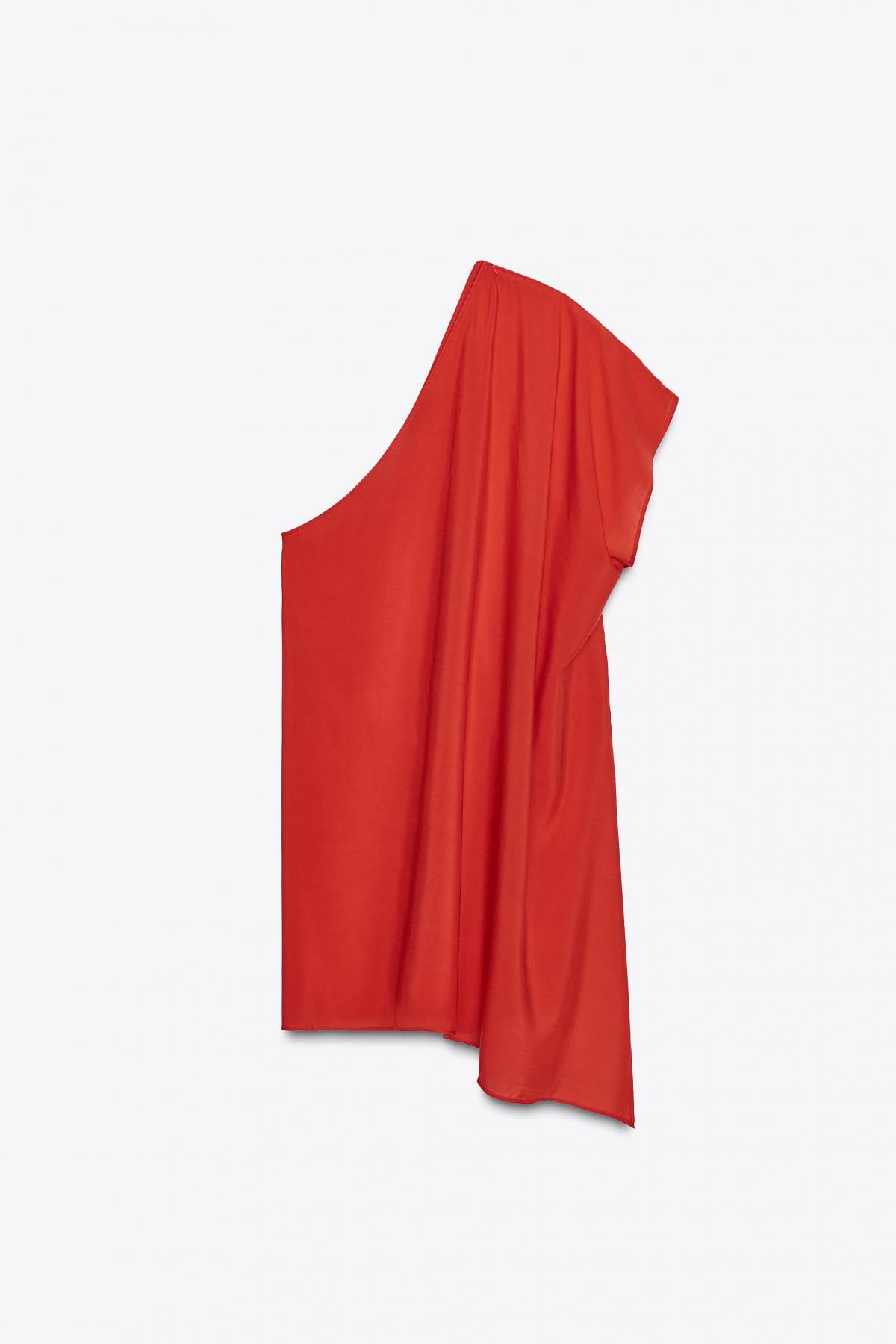 자라 비대칭 원숄더 플루이드 케이프 탑 2010/789 RED / CORAL - 메인 이미지